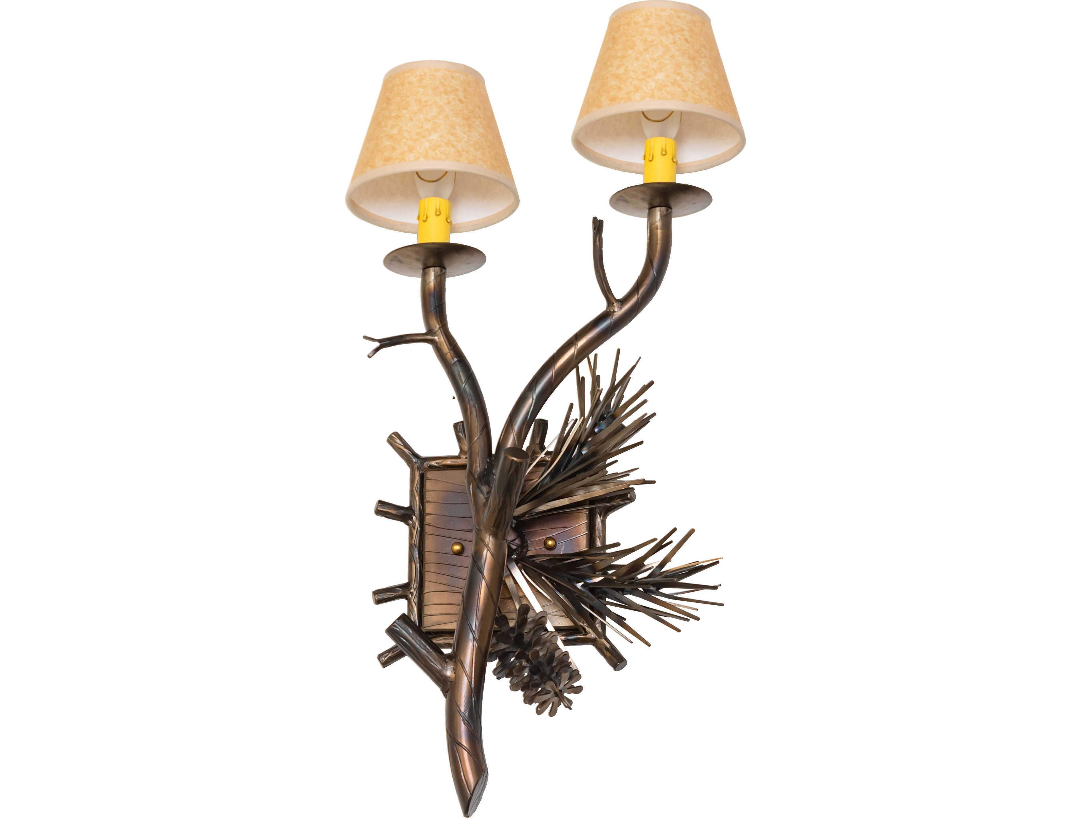 Meyda Pinewood 2-Light Taos Parchment Copper Traditional Wall Sconce