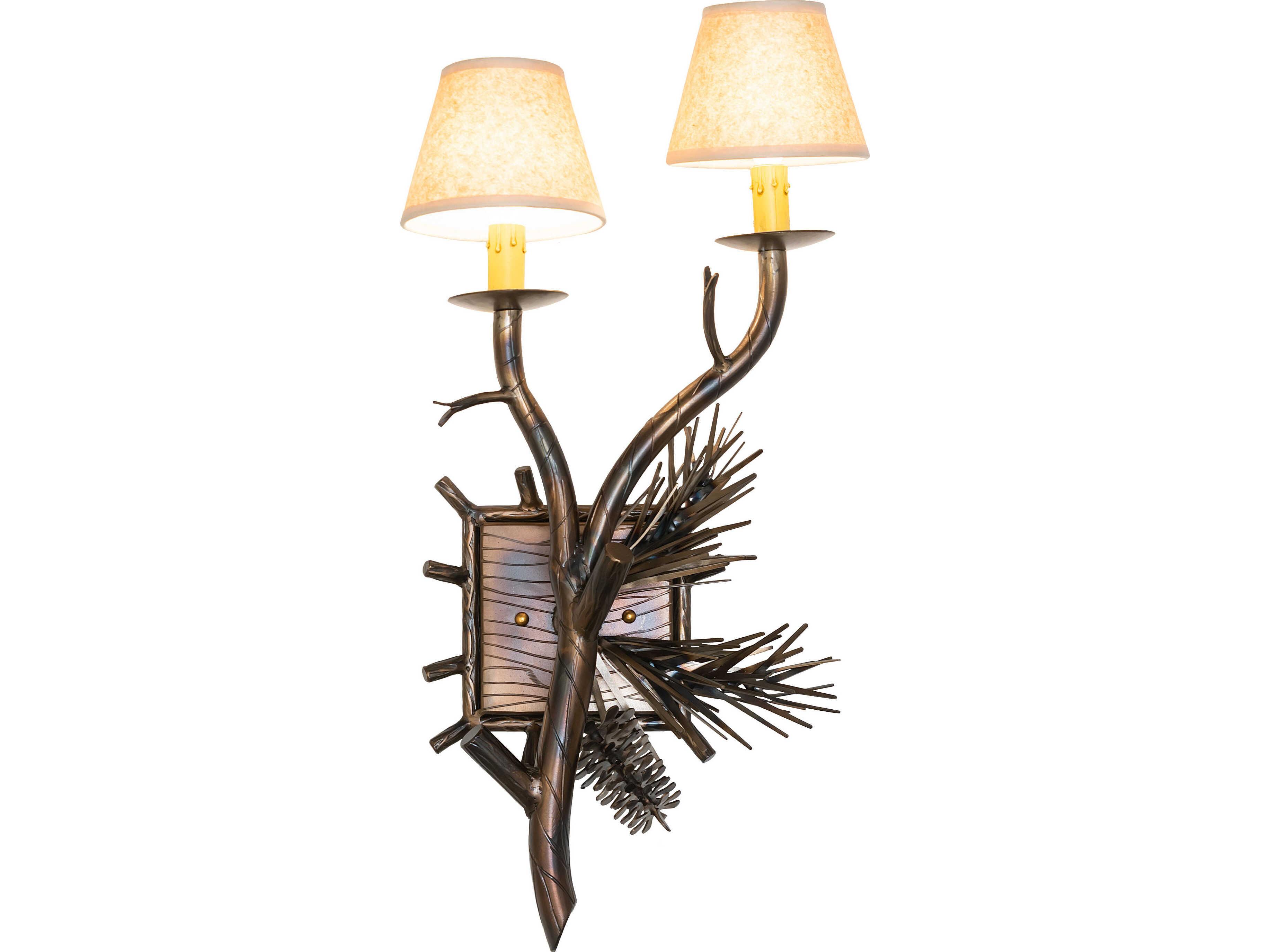 Meyda Pinewood 2-Light Taos Parchment Copper Traditional Wall Sconce