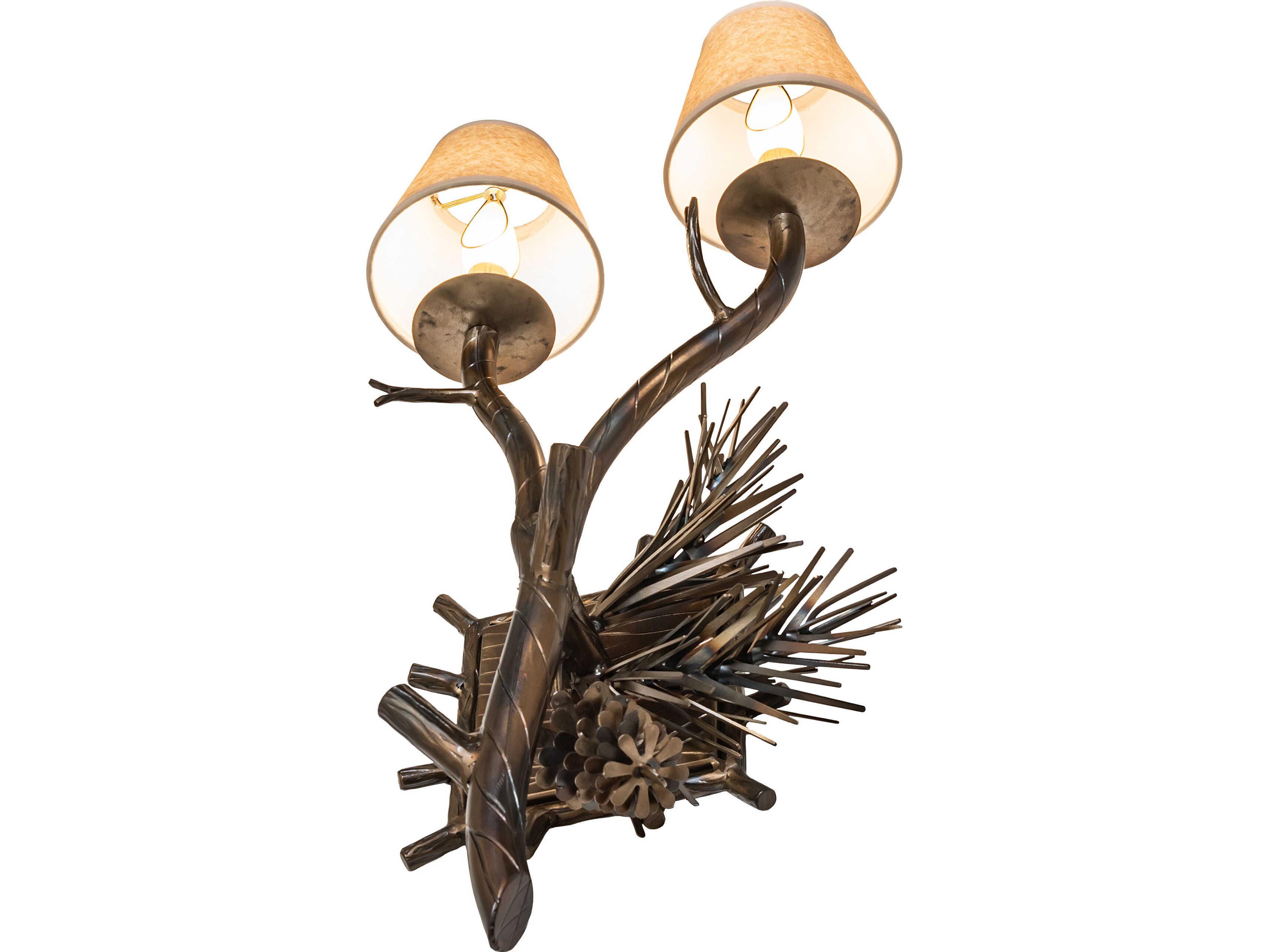 Meyda Pinewood 2-Light Taos Parchment Copper Traditional Wall Sconce
