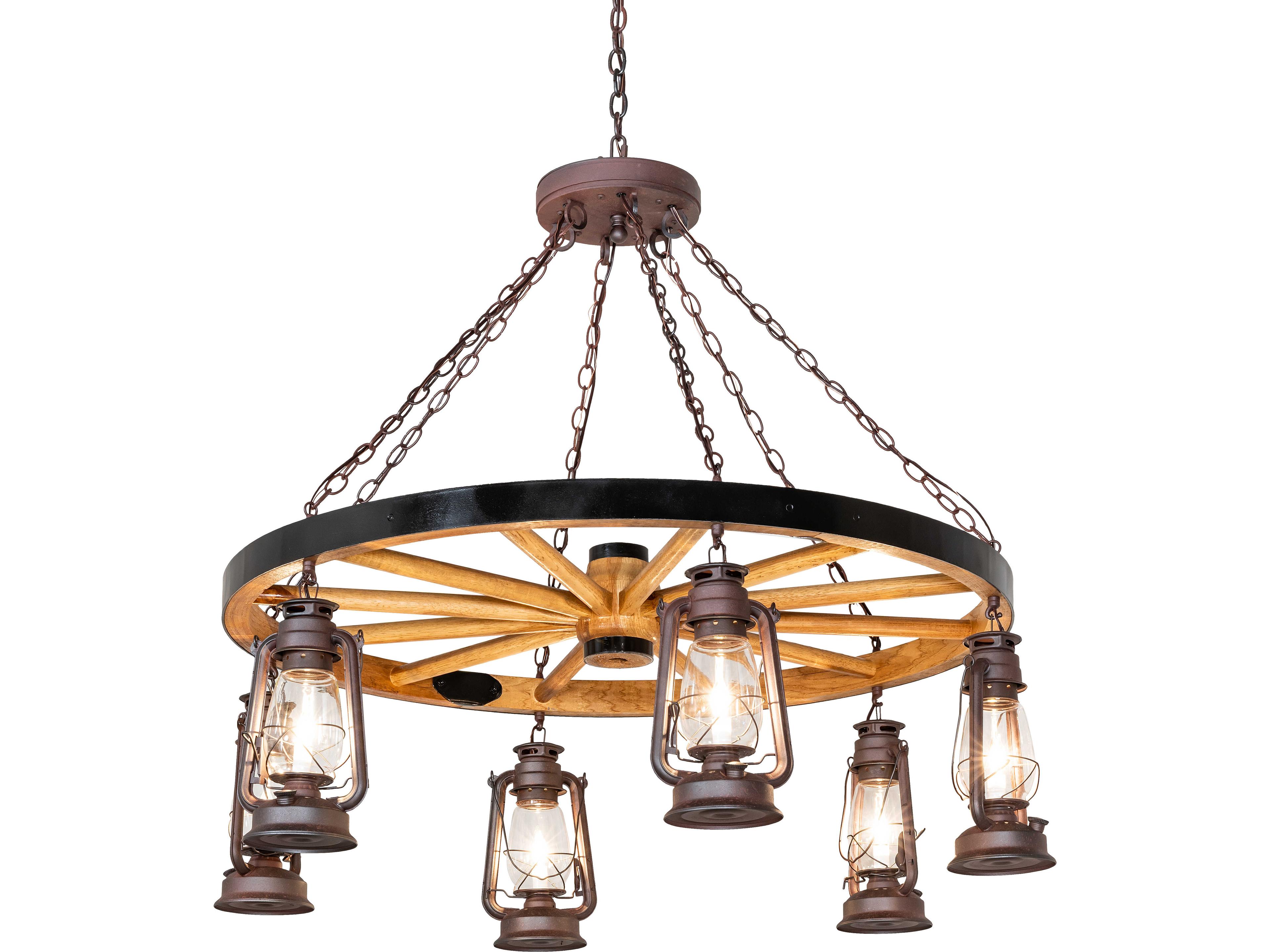 Meyda Miners Lantern 6-Light Clear Glass Bronze Traditional Chandelier