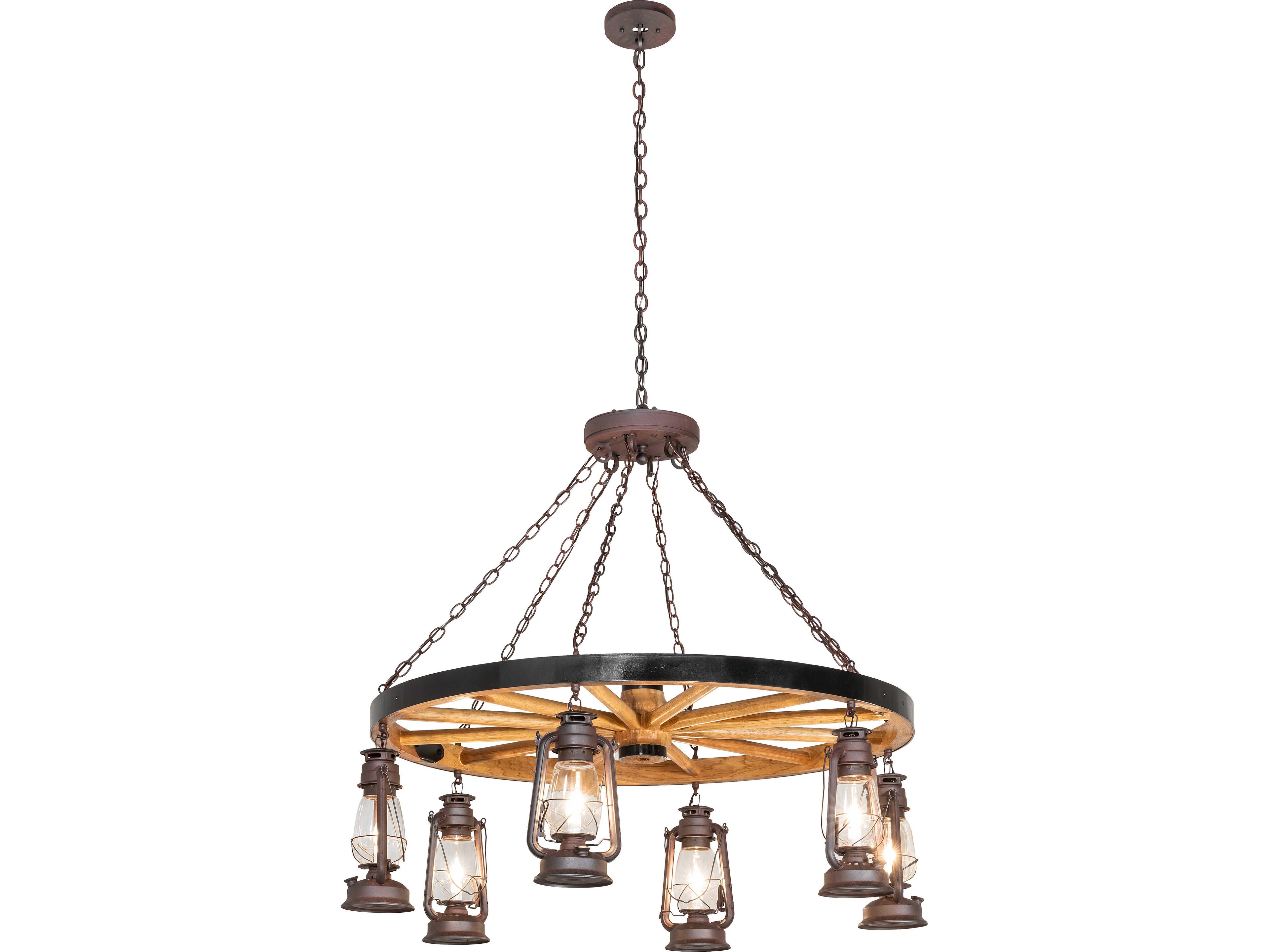 Meyda Miners Lantern 6-Light Clear Glass Bronze Traditional Chandelier