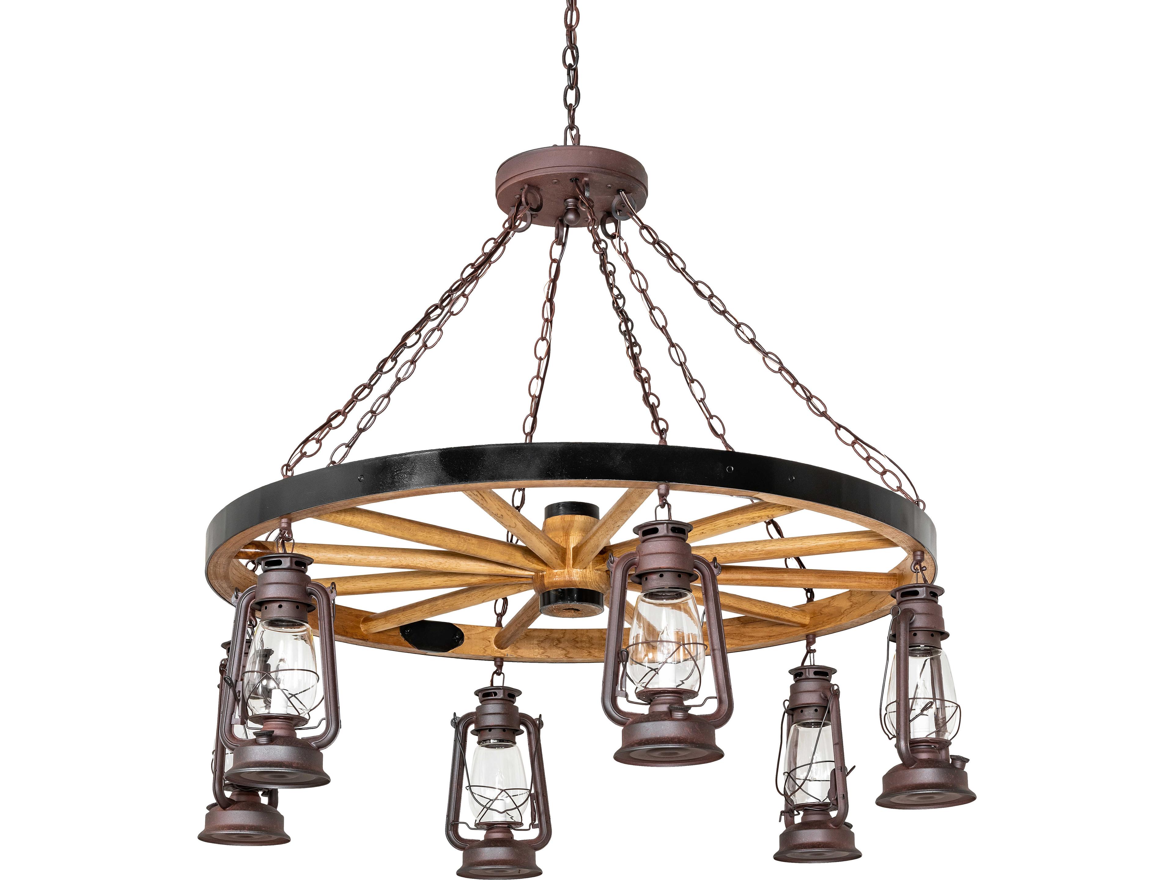 Meyda Miners Lantern 6-Light Clear Glass Bronze Traditional Chandelier