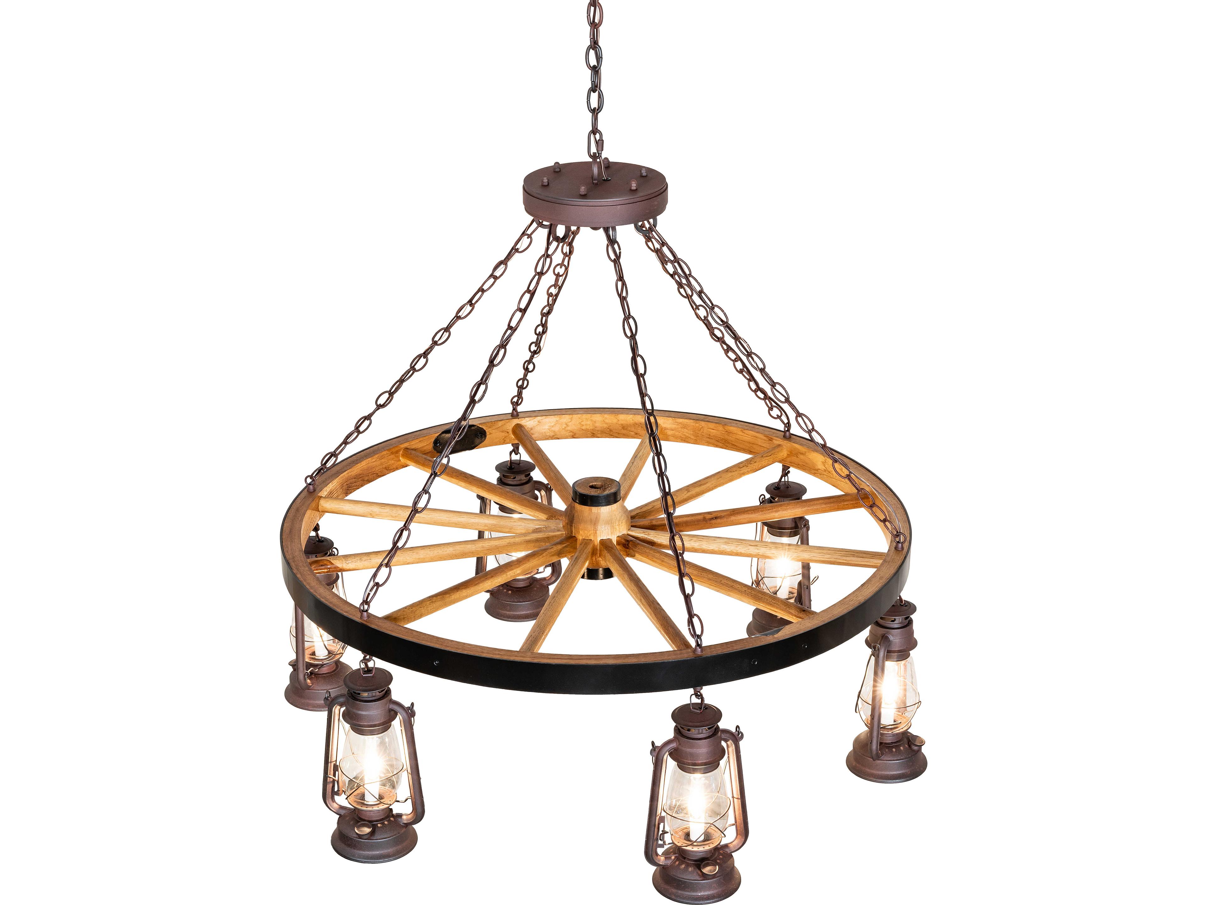 Meyda Miners Lantern 6-Light Clear Glass Bronze Traditional Chandelier