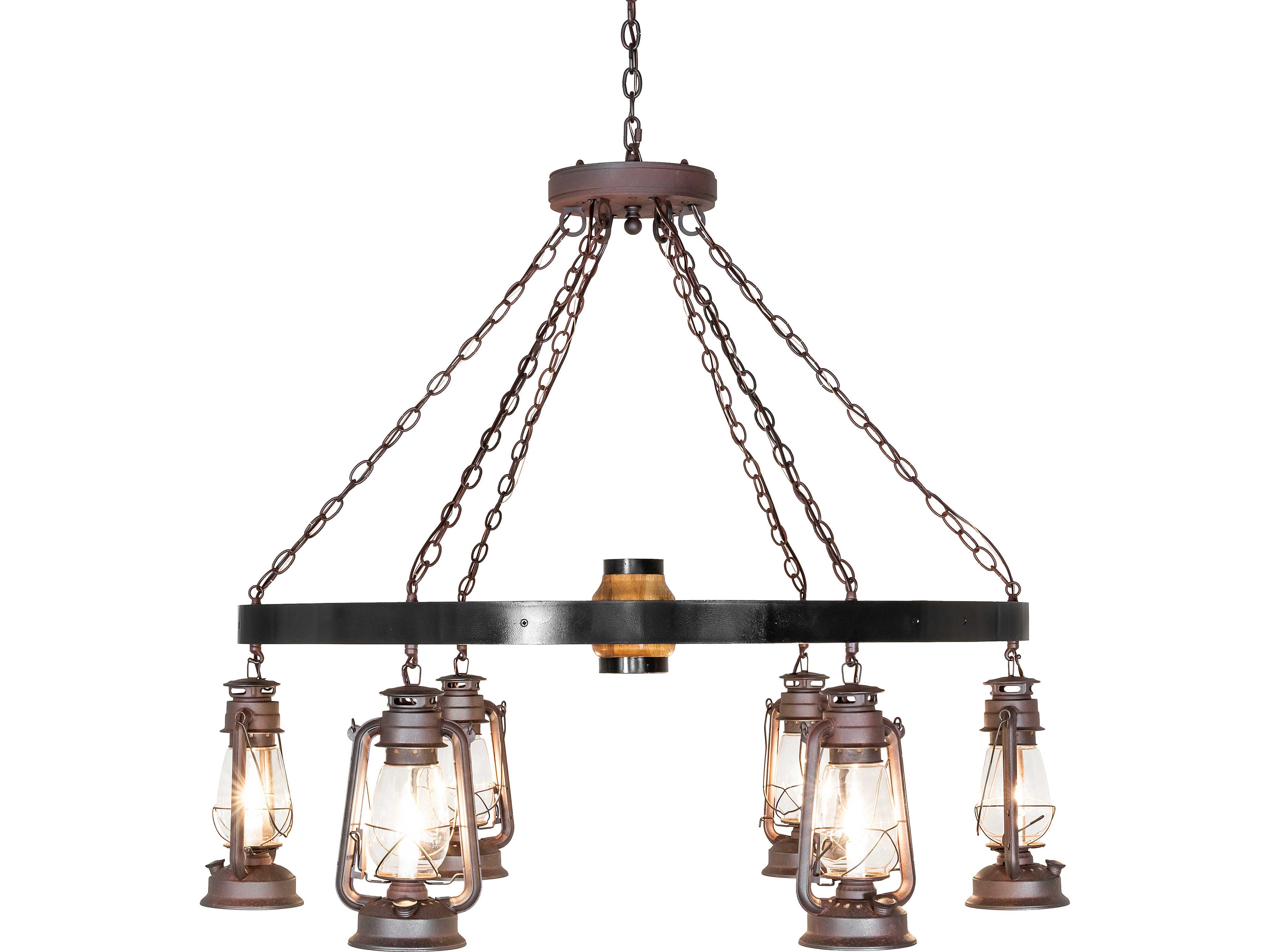 Meyda Miners Lantern 6-Light Clear Glass Bronze Traditional Chandelier