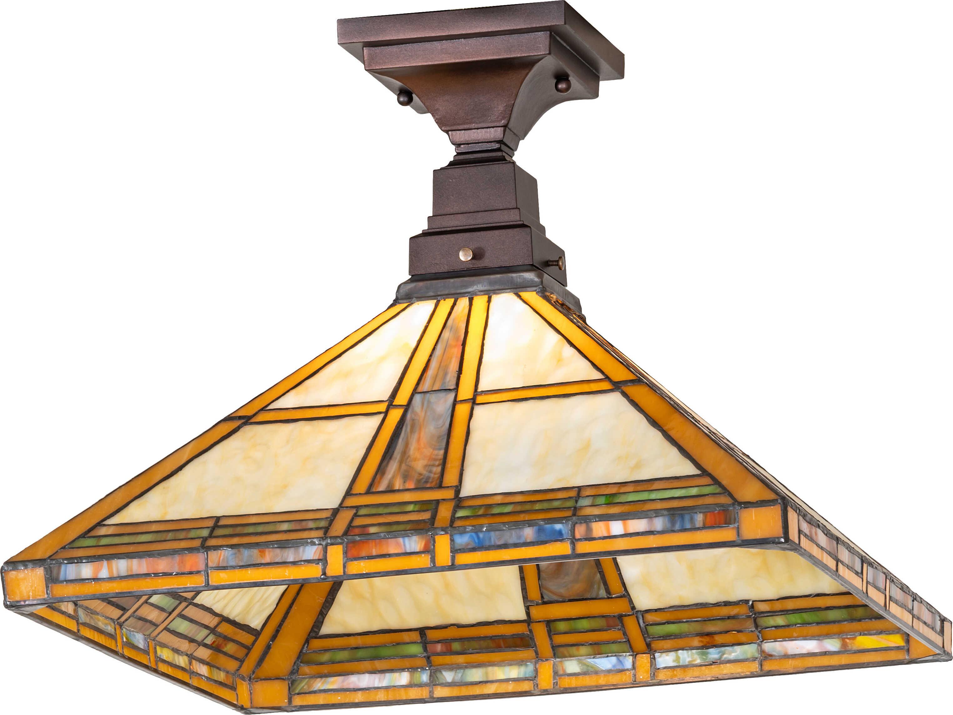Meyda Prairie Straw 1-Light Bronze Traditional Geometric Flush Mount