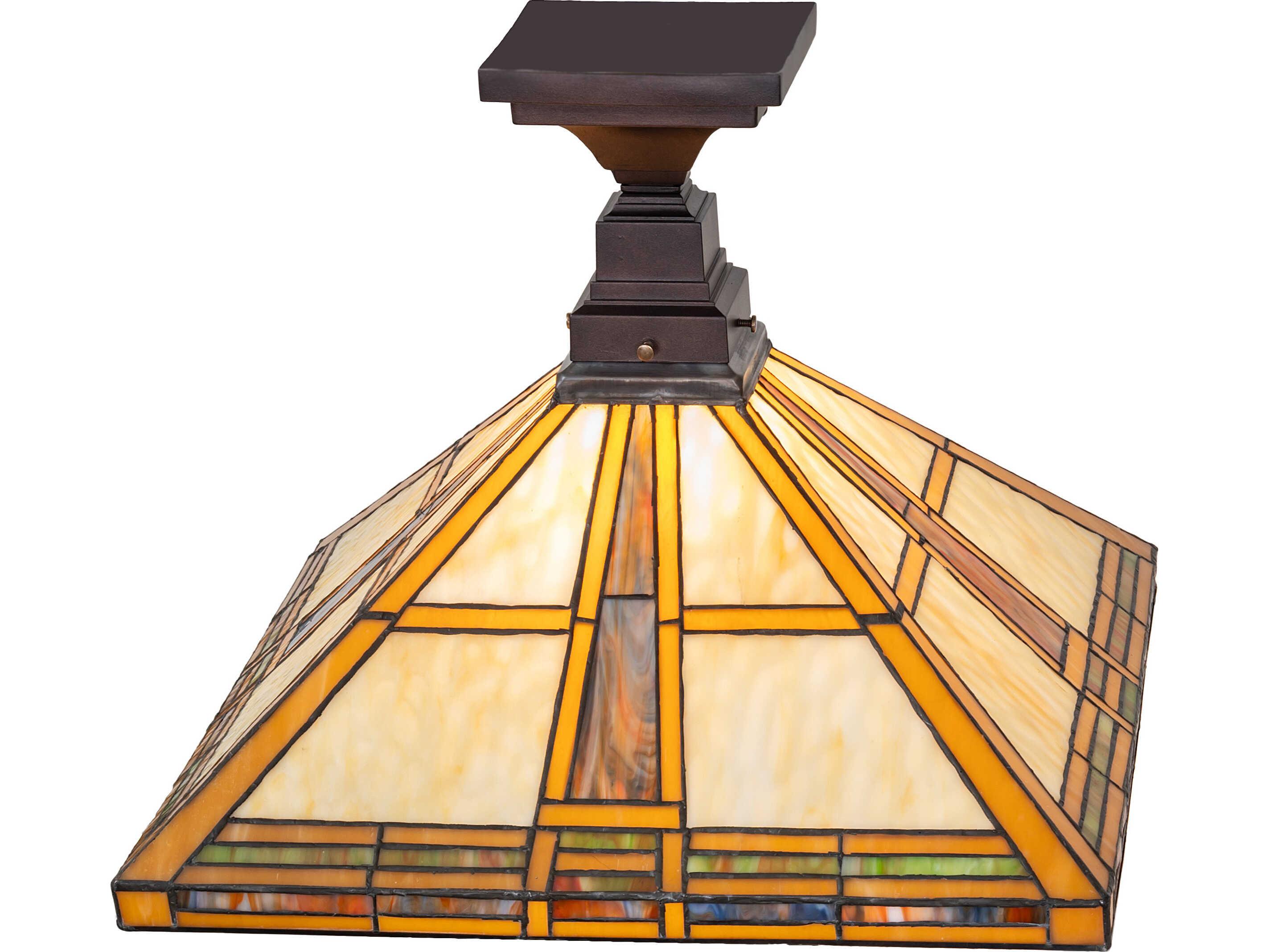 Meyda Prairie Straw 1-Light Bronze Traditional Geometric Flush Mount