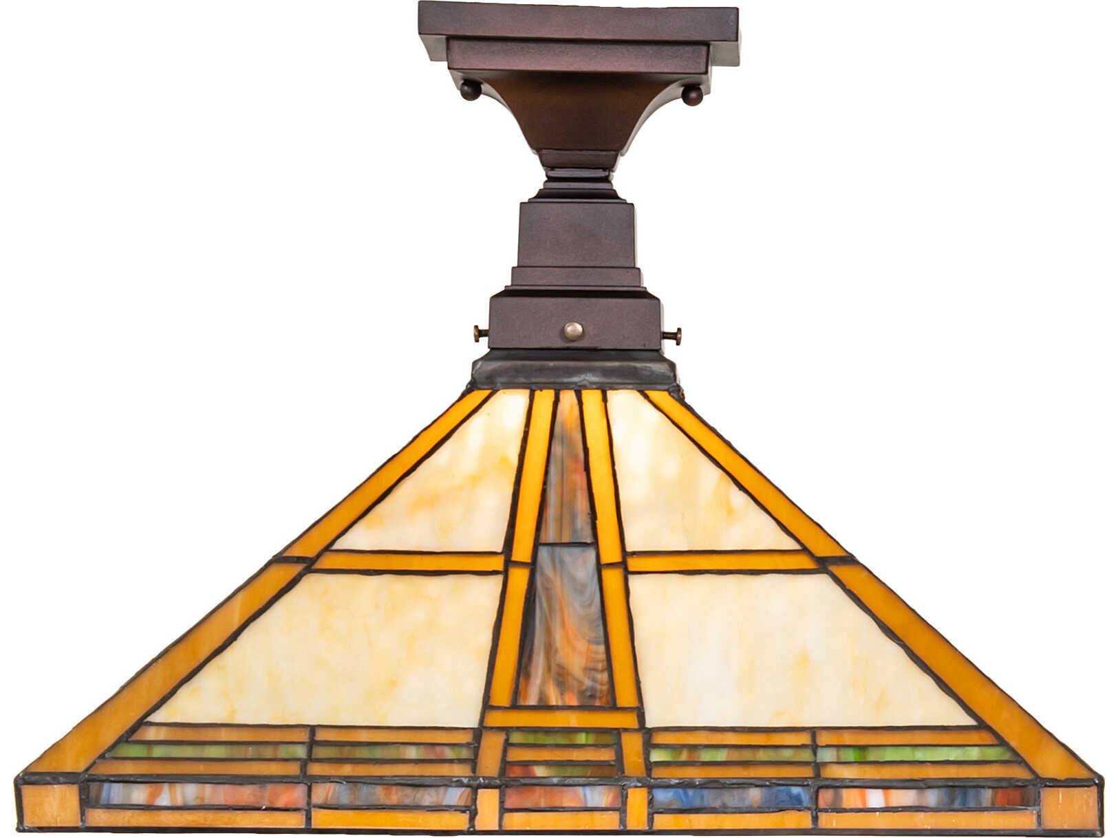 Meyda Prairie Straw 1-Light Bronze Traditional Geometric Flush Mount