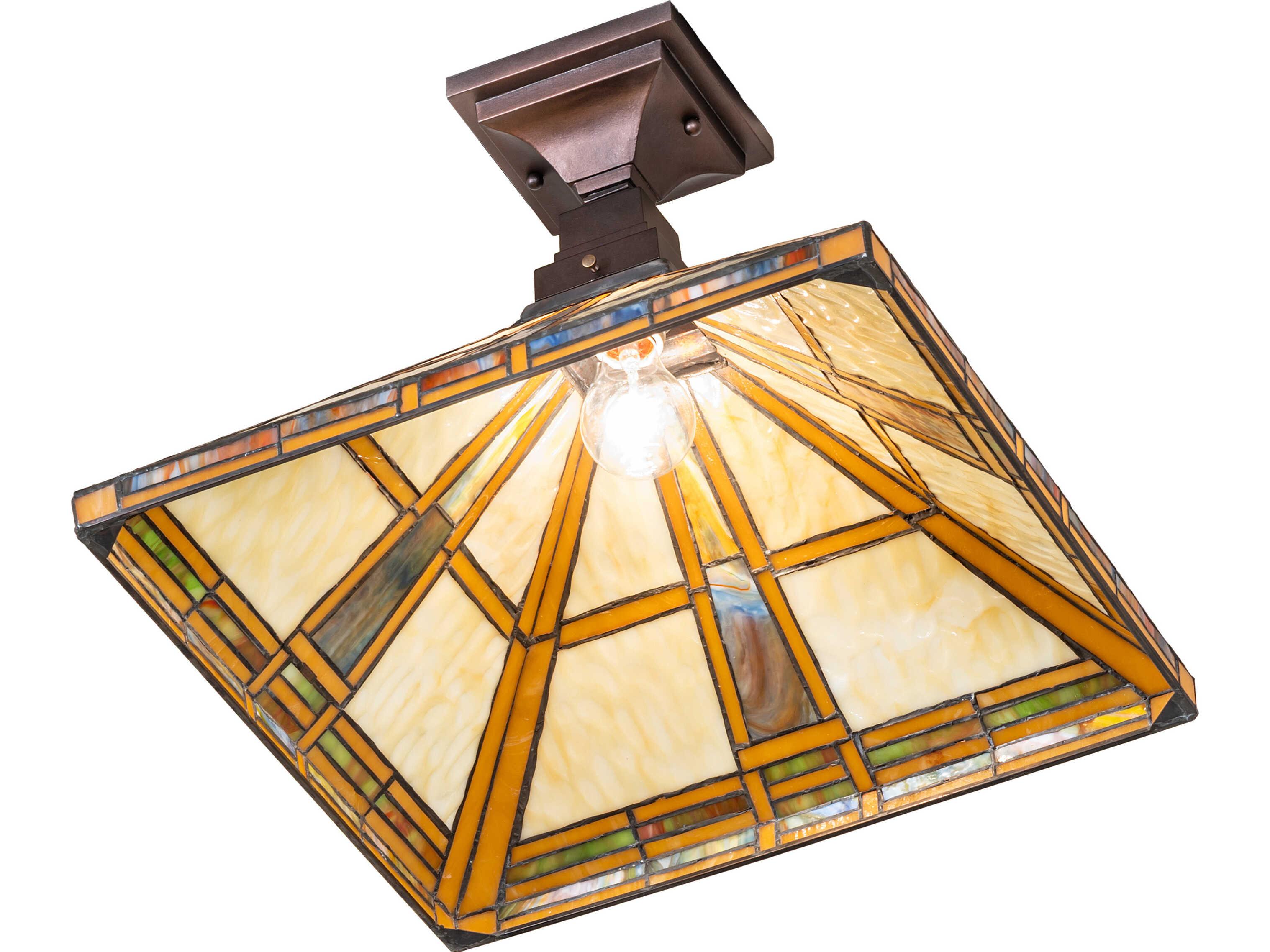 Meyda Prairie Straw 1-Light Bronze Traditional Geometric Flush Mount