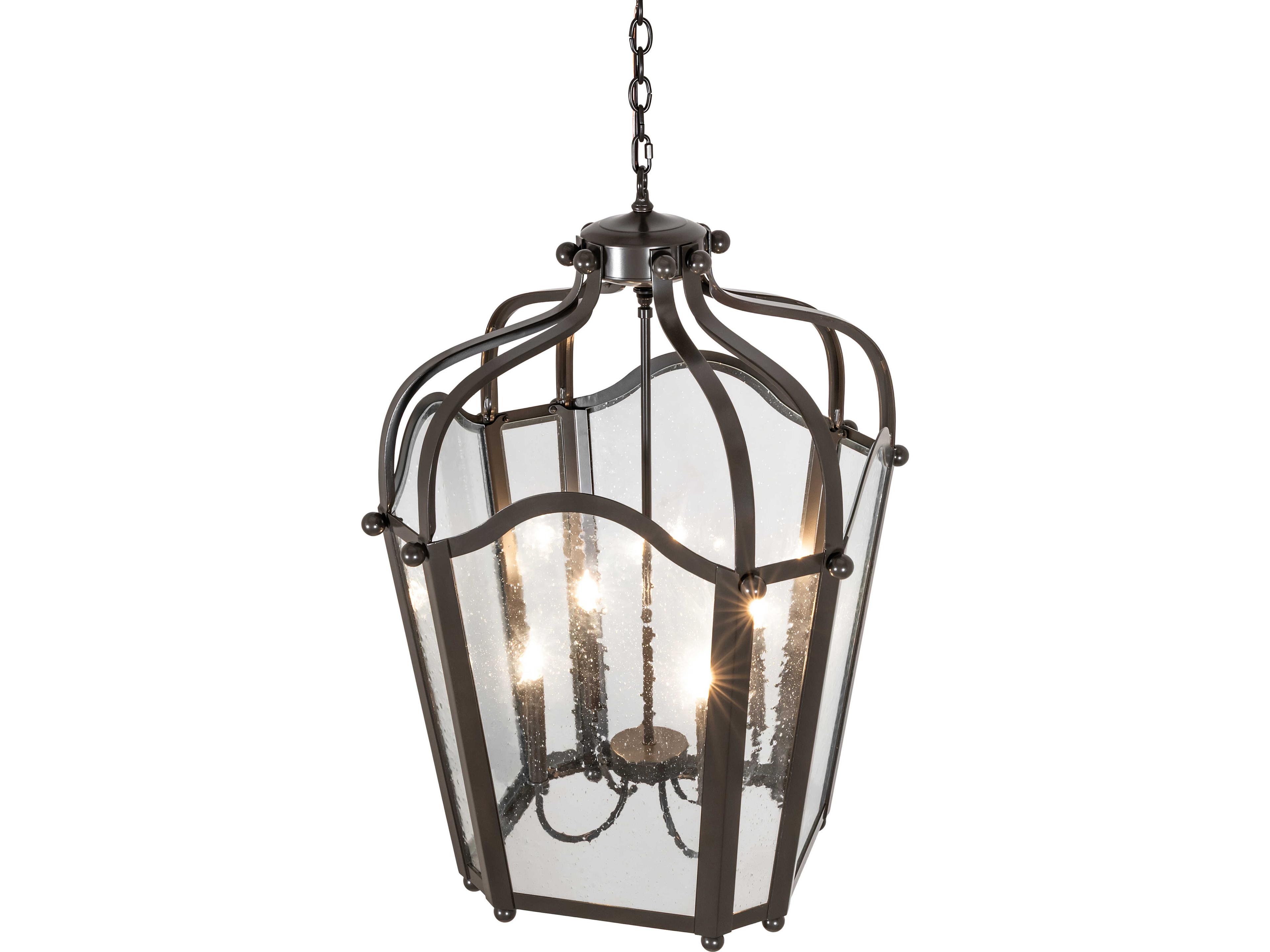 Meyda Citadel 4-Light Clear Seeded Glass Bronze Traditional Pendant