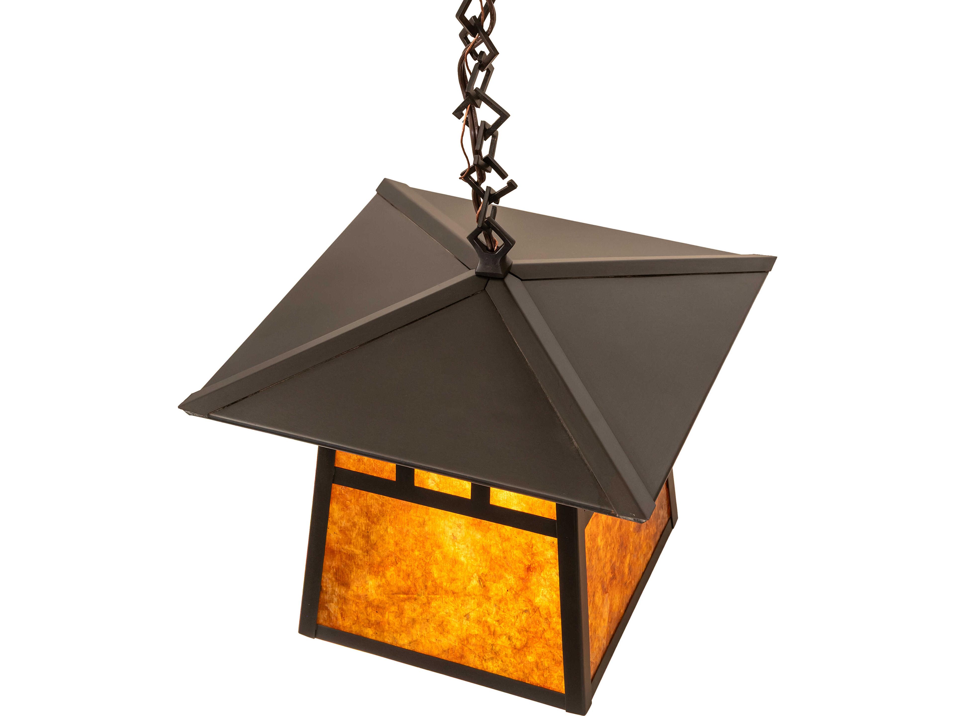 Meyda Stillwater 1-Light Amber Mica Brown Traditional Mini Pendant