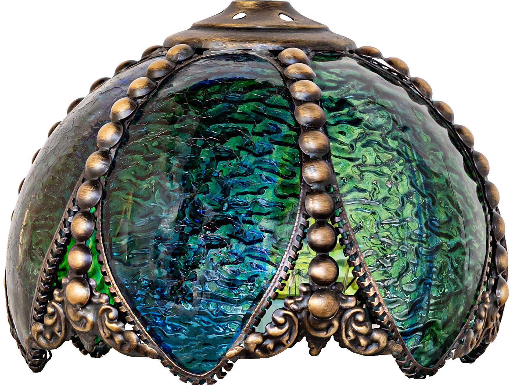 Meyda Petal Bud Bluegreen Wispy Ripple Art Glass