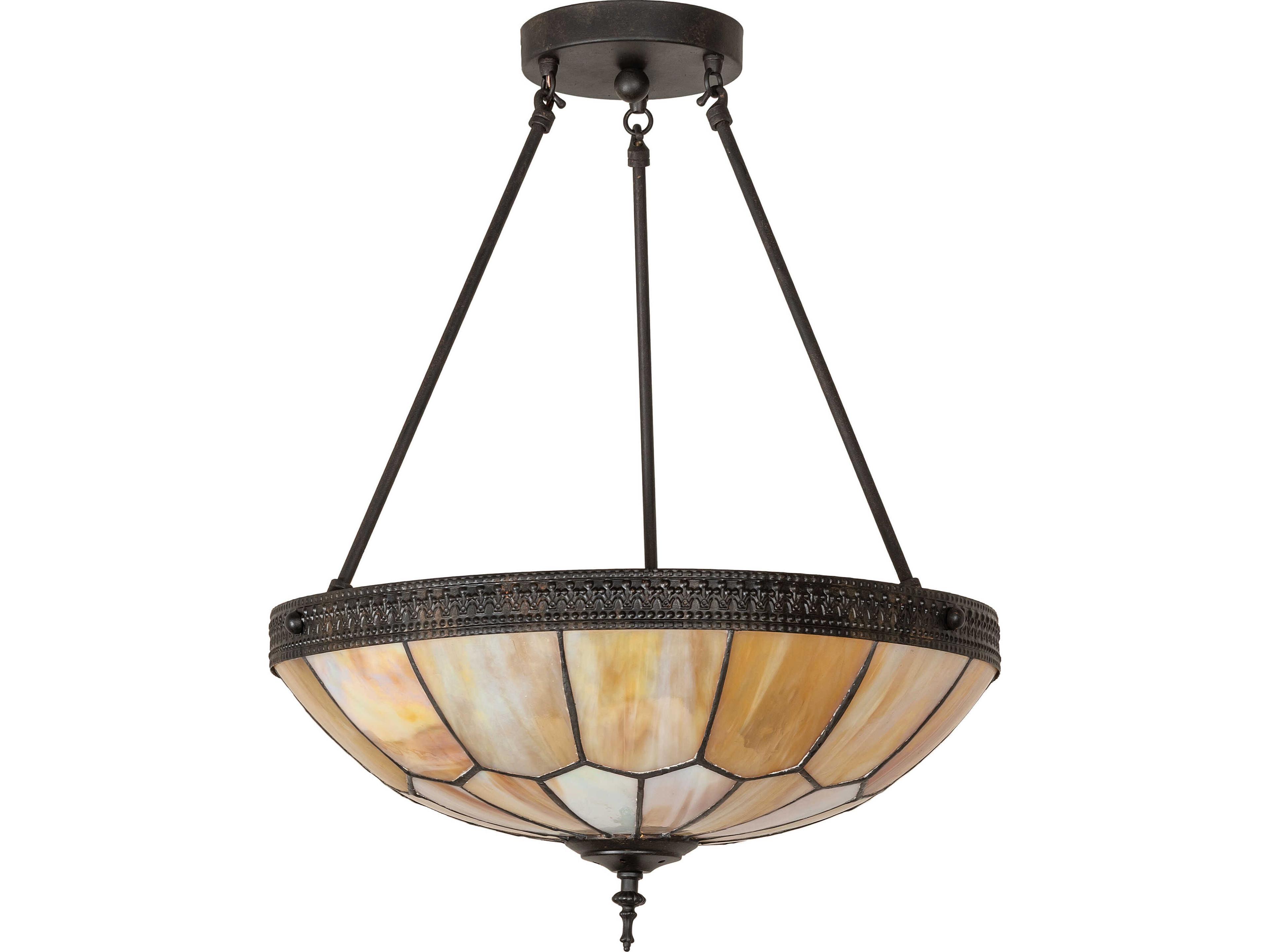 Meyda Vincent 4-Light Beige Iridescent Glass Bronze Semi Flush Mount