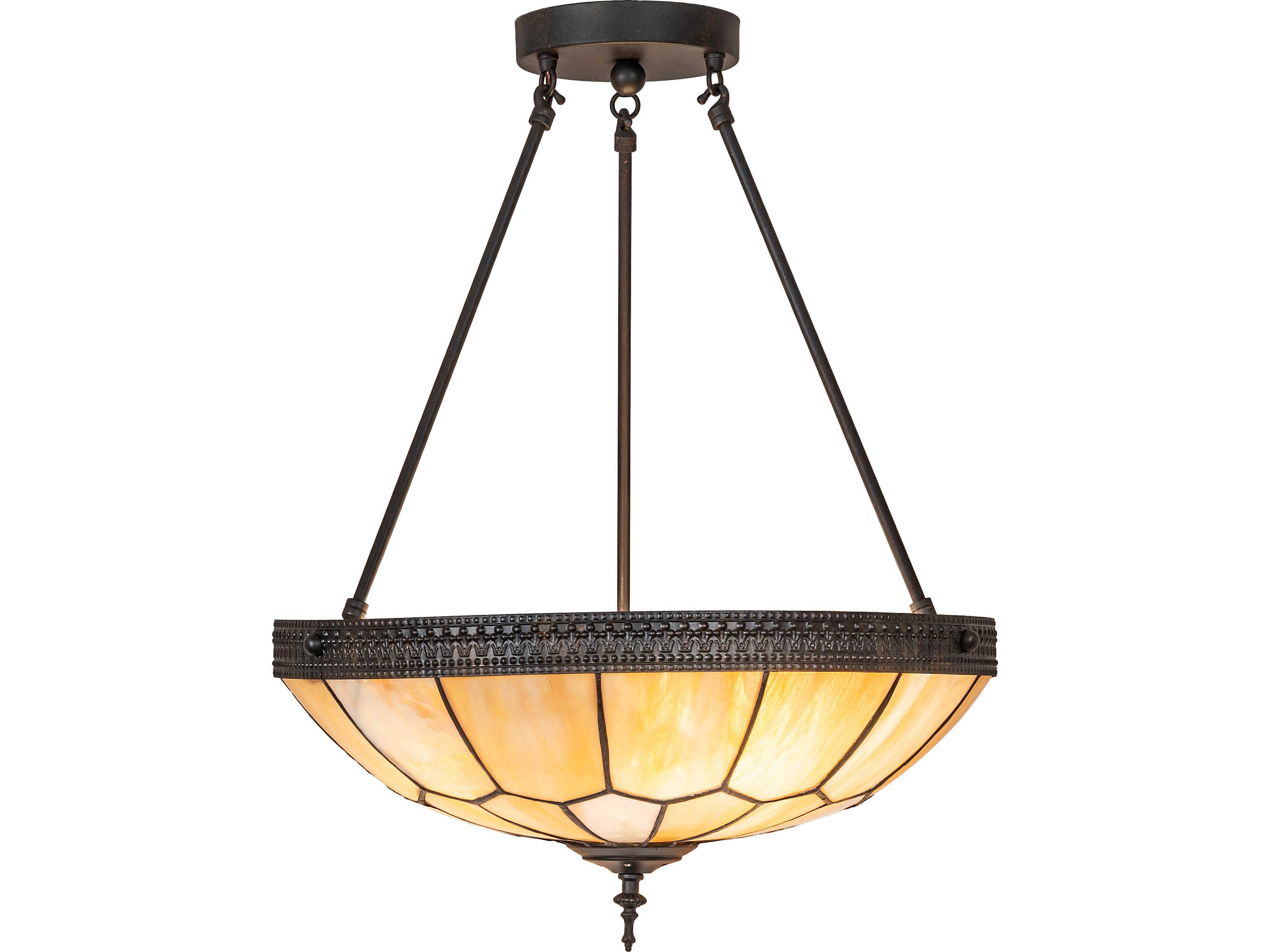 Meyda Vincent 4-Light Beige Iridescent Glass Bronze Semi Flush Mount