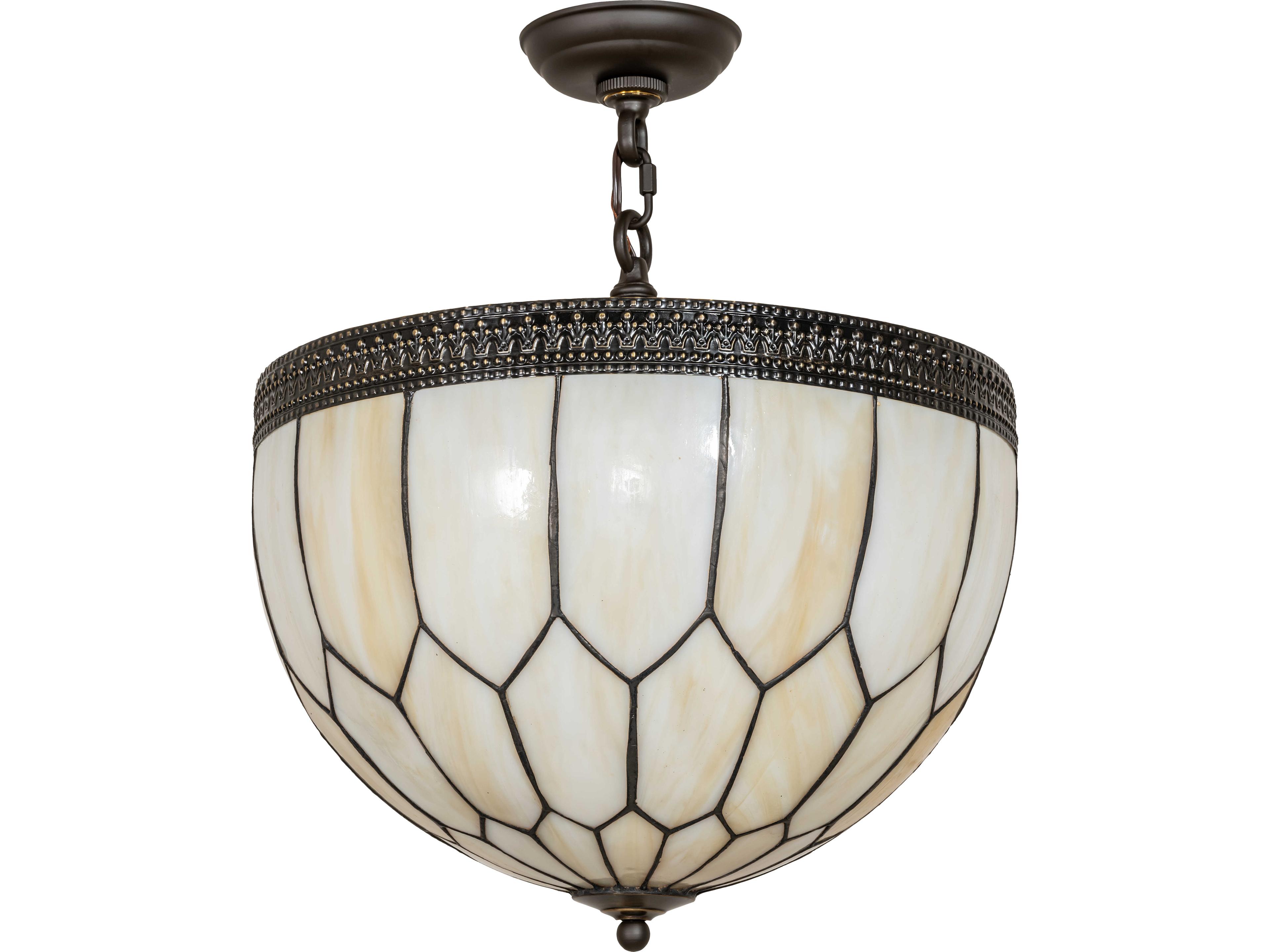 Meyda Vincent 3-Light Beige Art Glass Off White Pendant