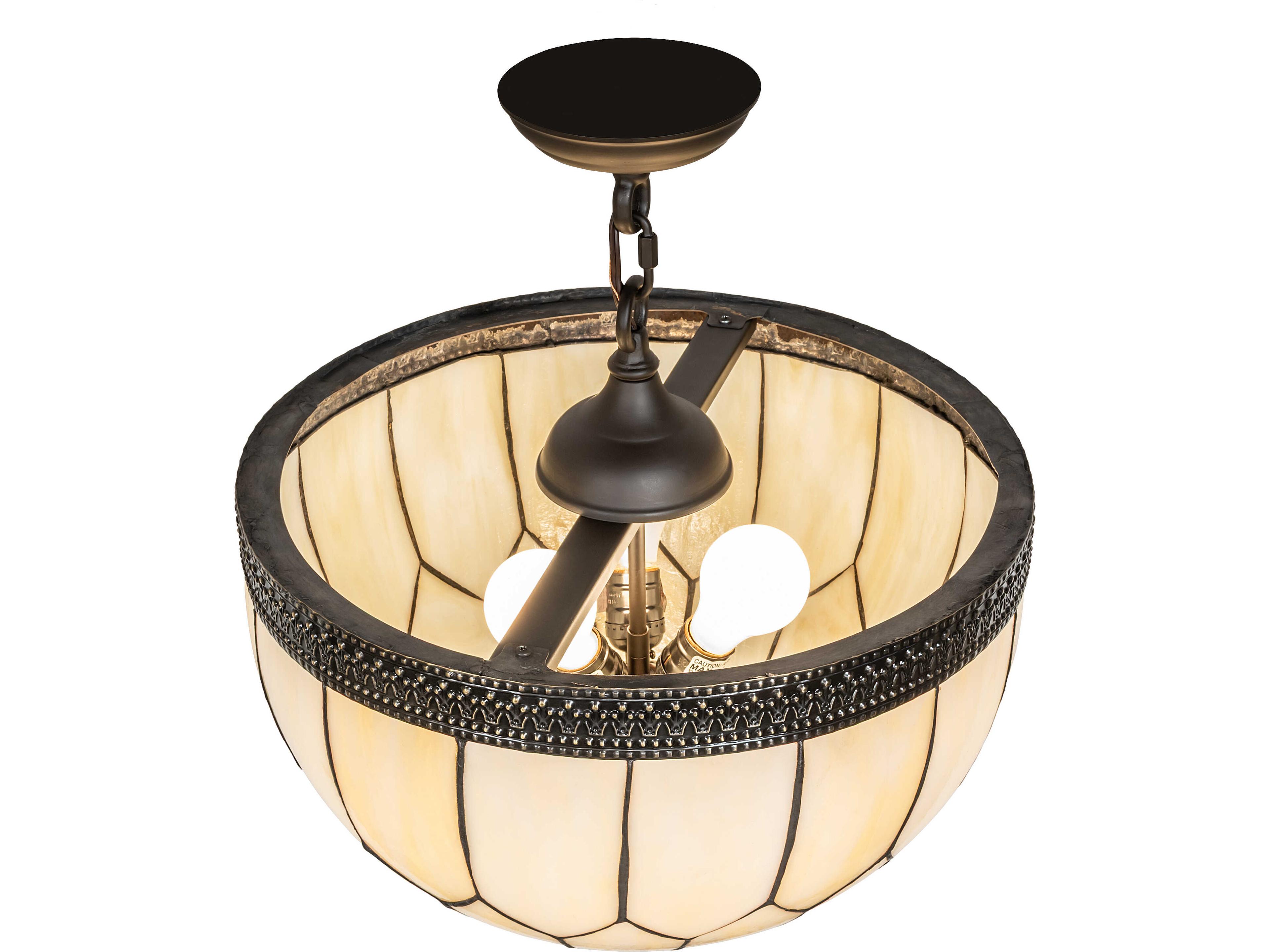 Meyda Vincent 3-Light Beige Art Glass Off White Pendant