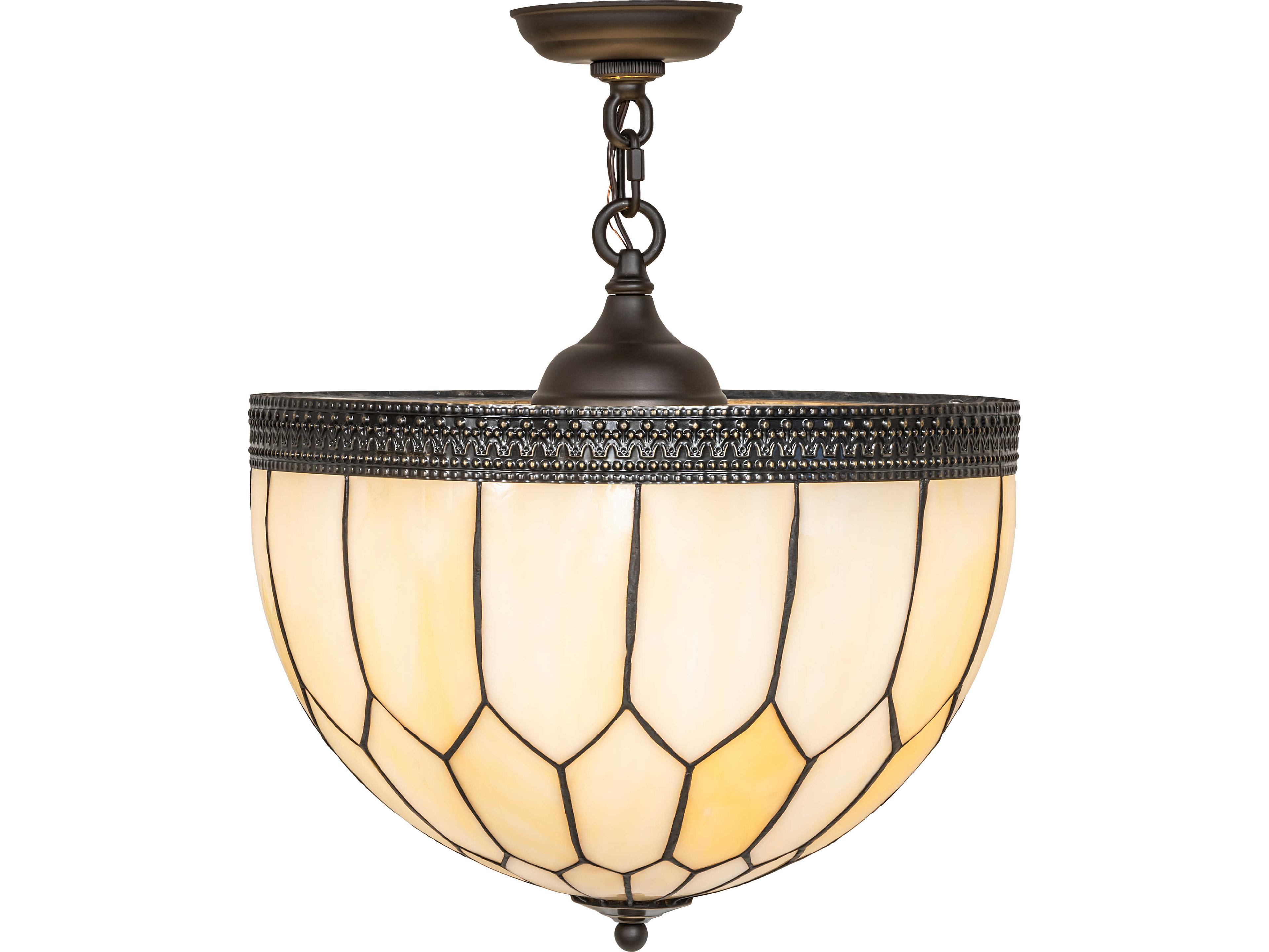 Meyda Vincent 3-Light Beige Art Glass Off White Pendant