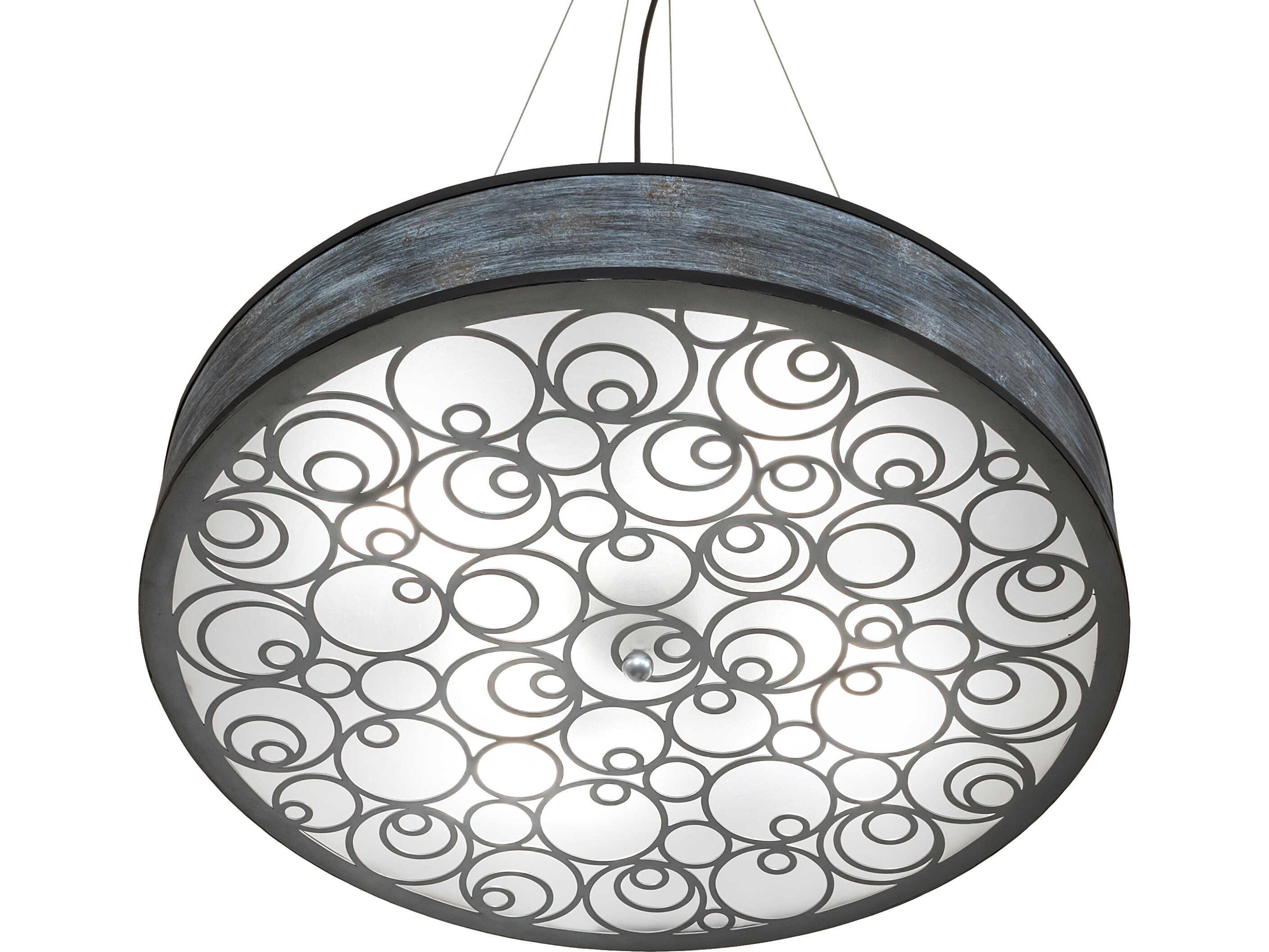 Meyda Cilindro 4-Light Clear Frosted Acrylic Black Pendant