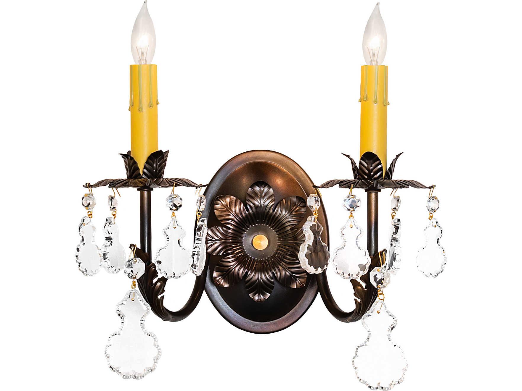 Meyda Chantilly 2-Light Light Burnished Antique Copper Traditional Wall Sconce