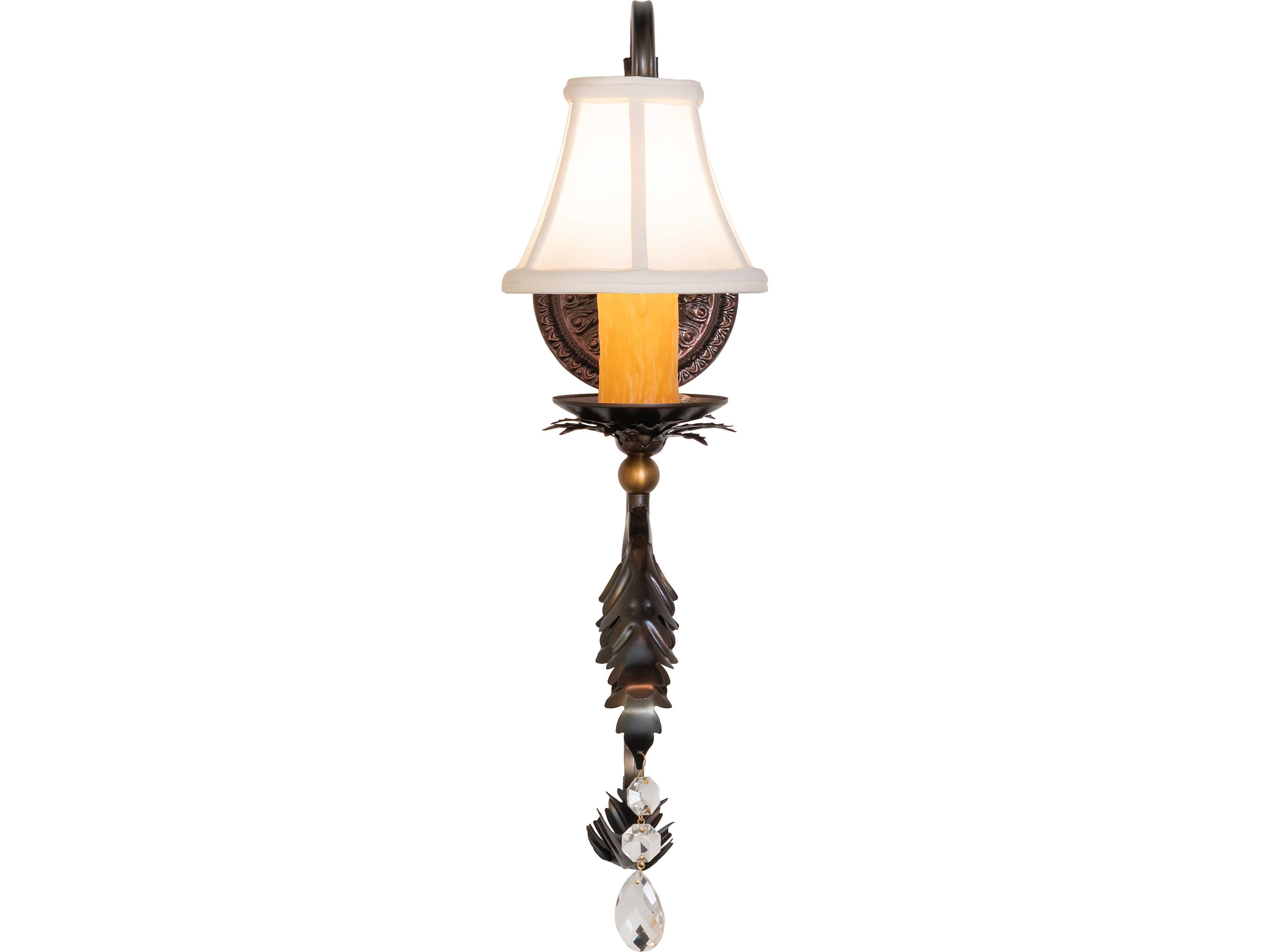 Meyda Ingrid 1-Light Cream Eggshell Fabric Copper Traditional Wall Sconce