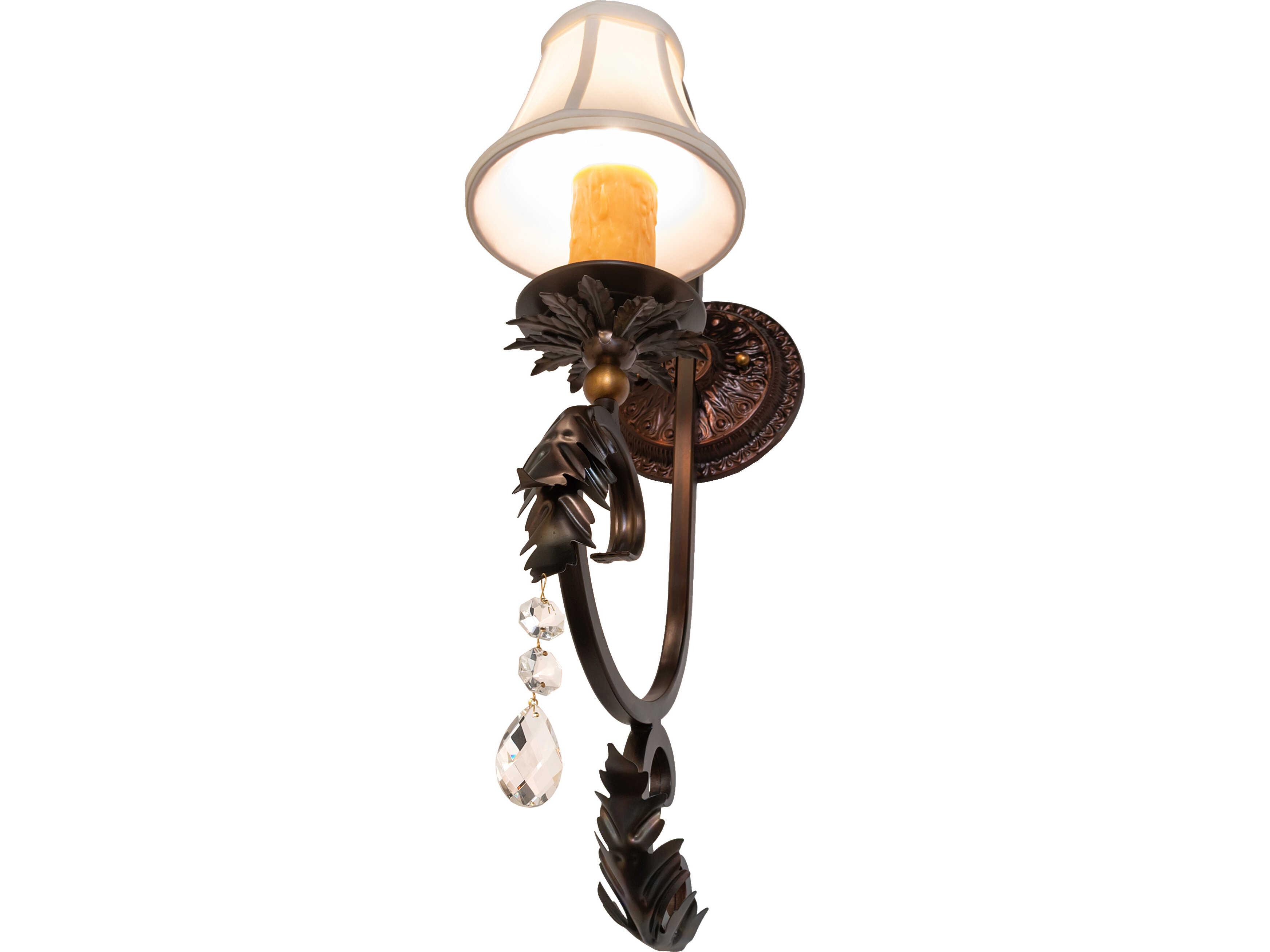 Meyda Ingrid 1-Light Cream Eggshell Fabric Copper Traditional Wall Sconce