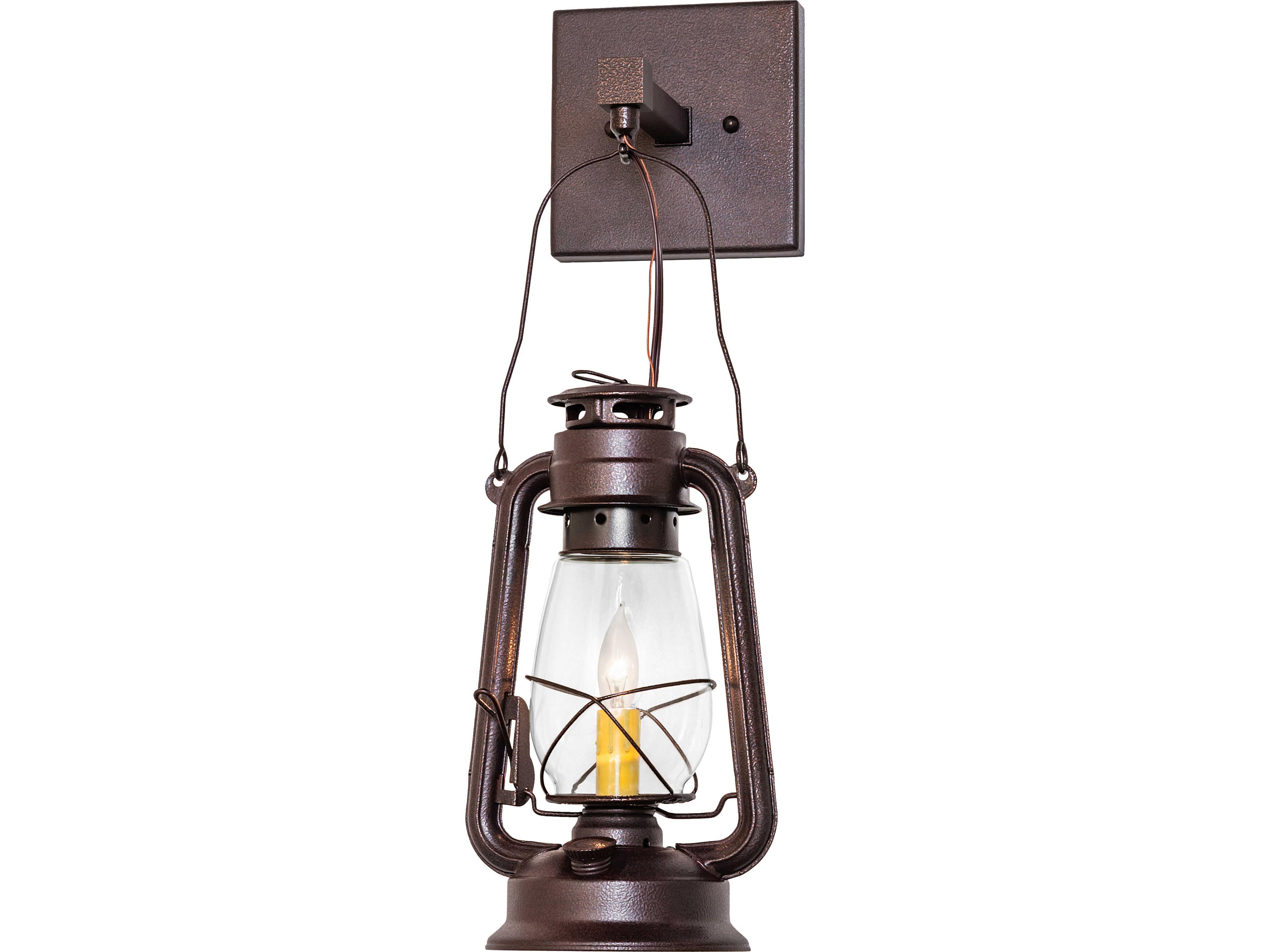 Meyda Miners Lantern 1-Light Clear Glass Bronze Traditional Wall Sconce