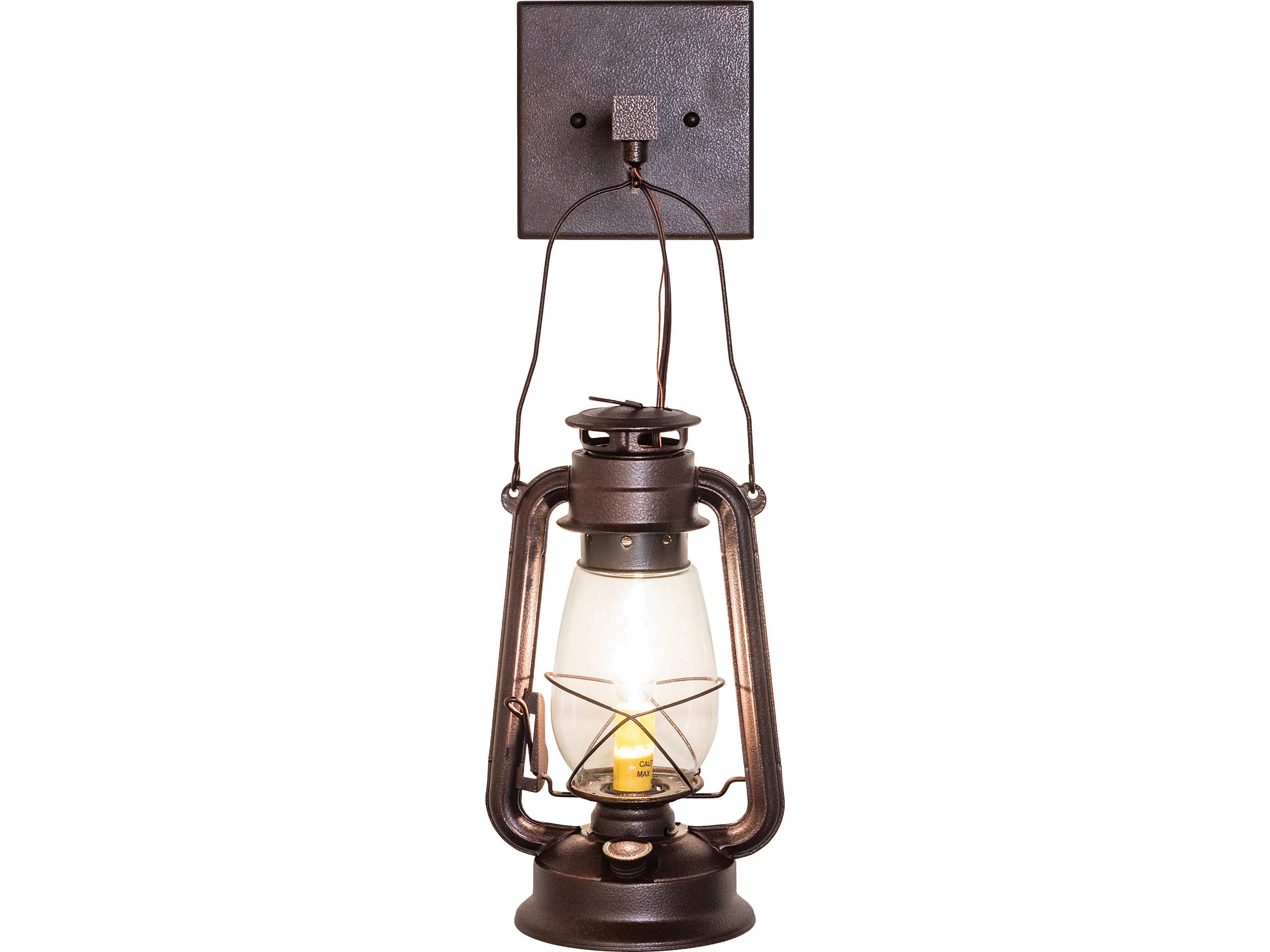 Meyda Miners Lantern 1-Light Clear Glass Bronze Traditional Wall Sconce