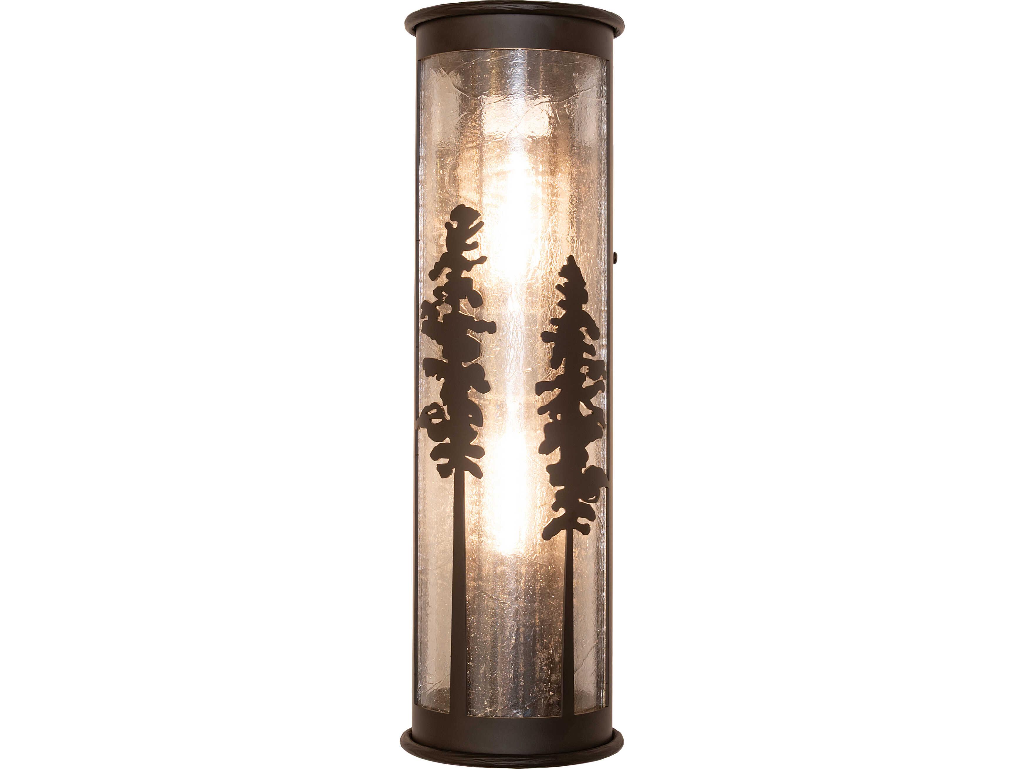 Meyda Tall Pines 2-Light Clear Seeded Glass Bronze Traditional Wall Sconce