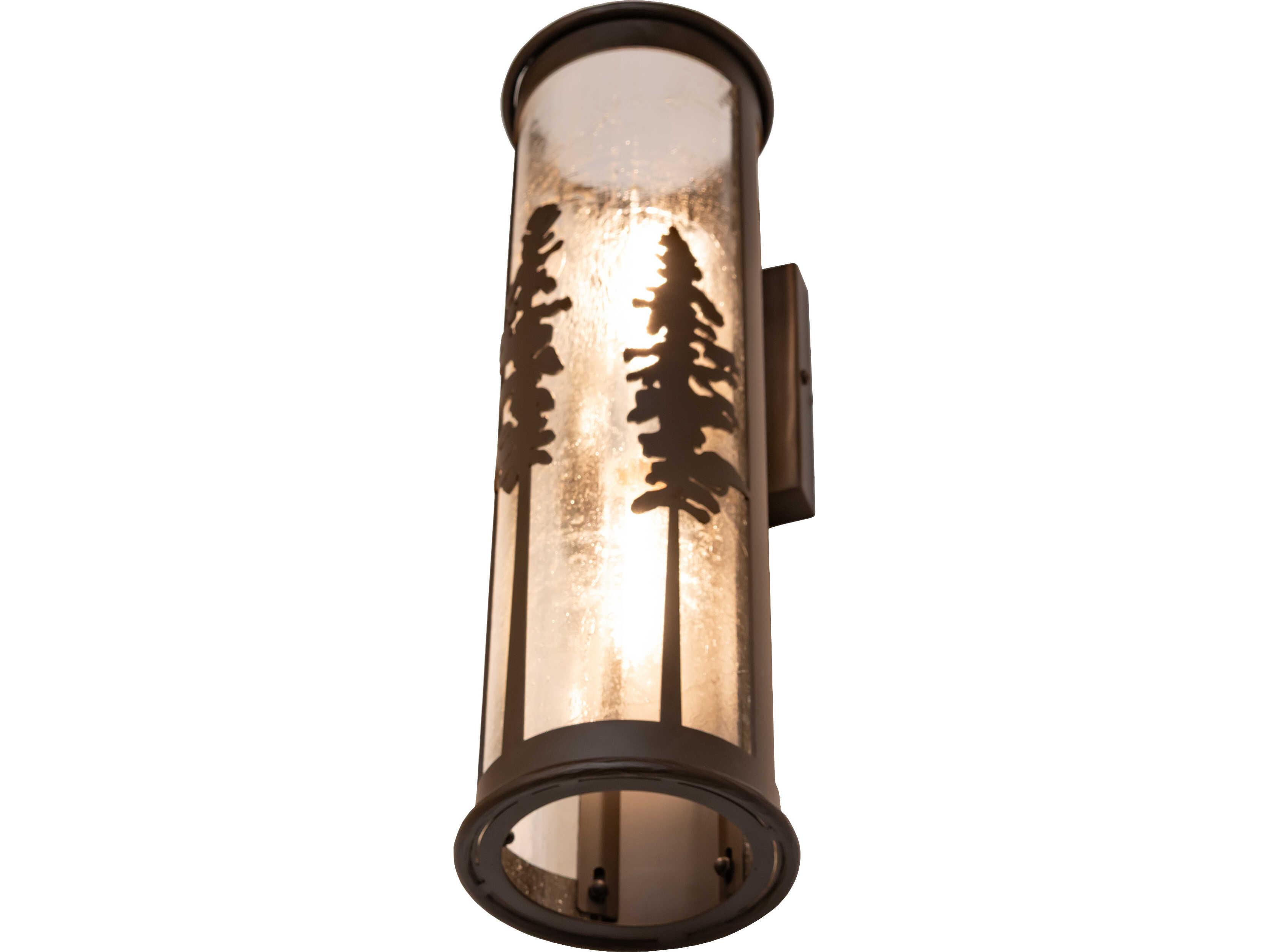 Meyda Tall Pines 2-Light Clear Seeded Glass Bronze Traditional Wall Sconce