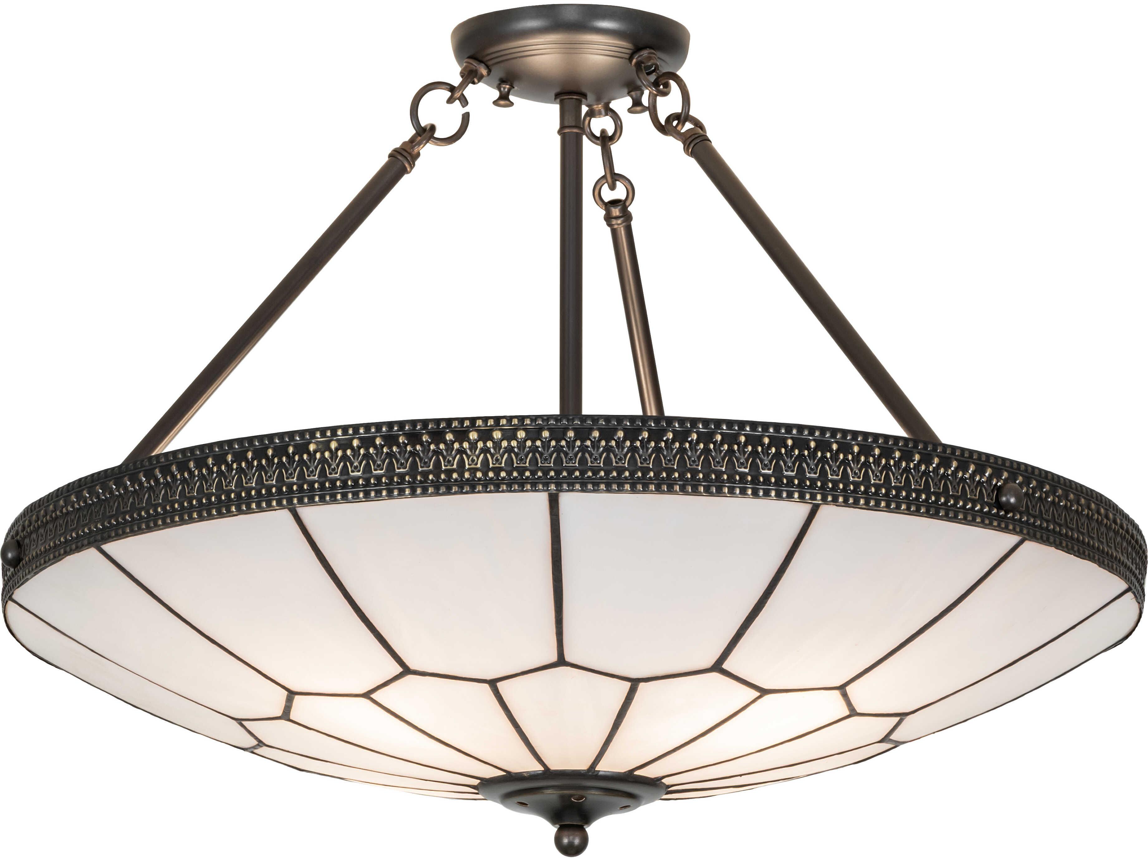 Meyda Vincent 4-Light White Art Glass Semi Flush Mount