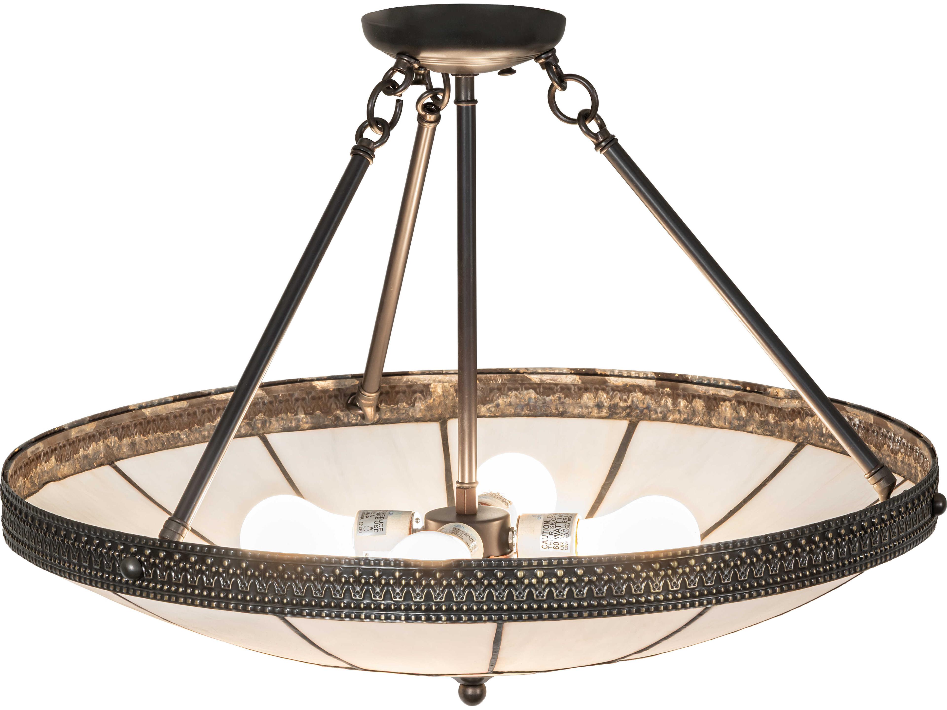 Meyda Vincent 4-Light White Art Glass Semi Flush Mount