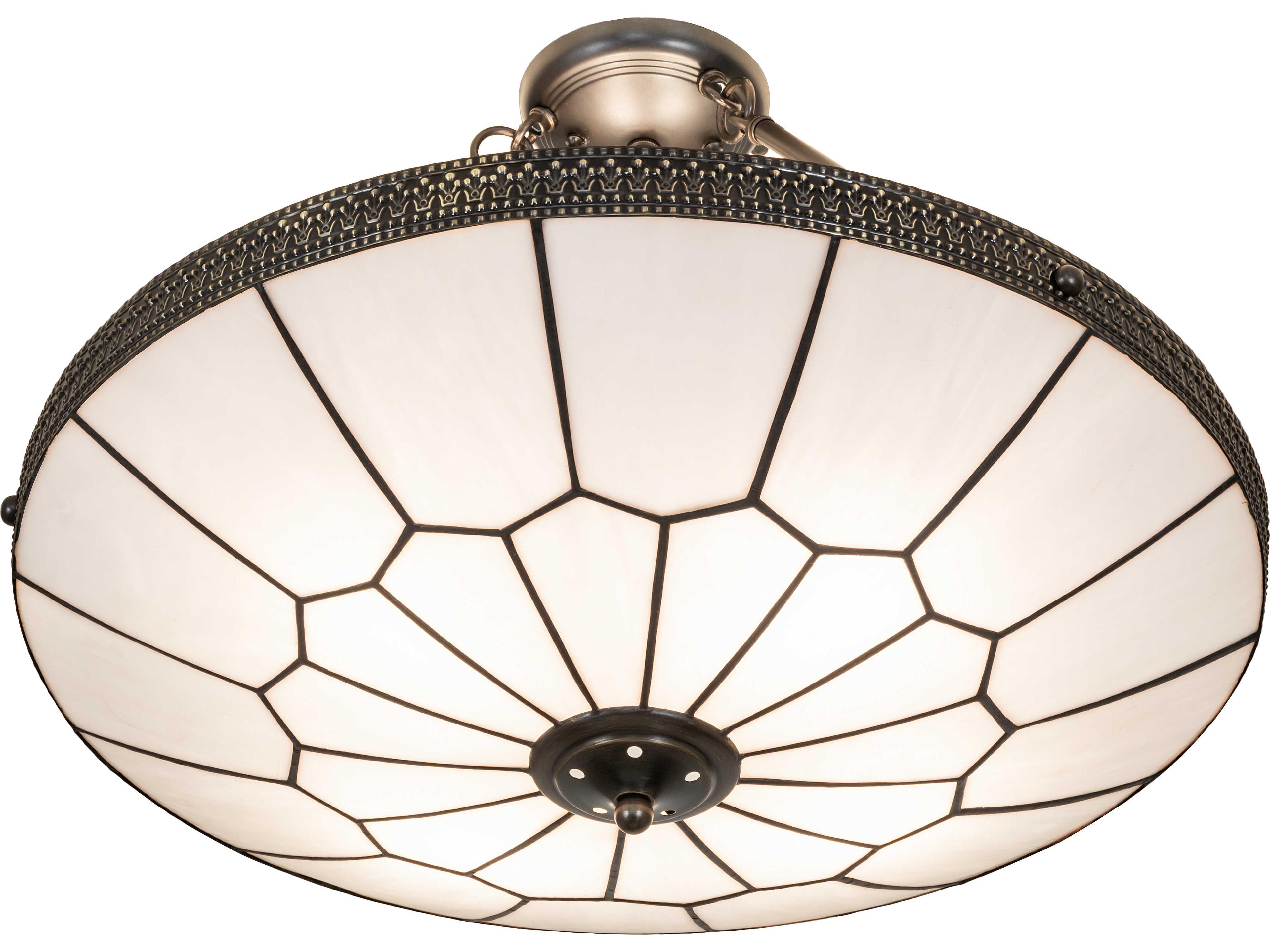 Meyda Vincent 4-Light White Art Glass Semi Flush Mount