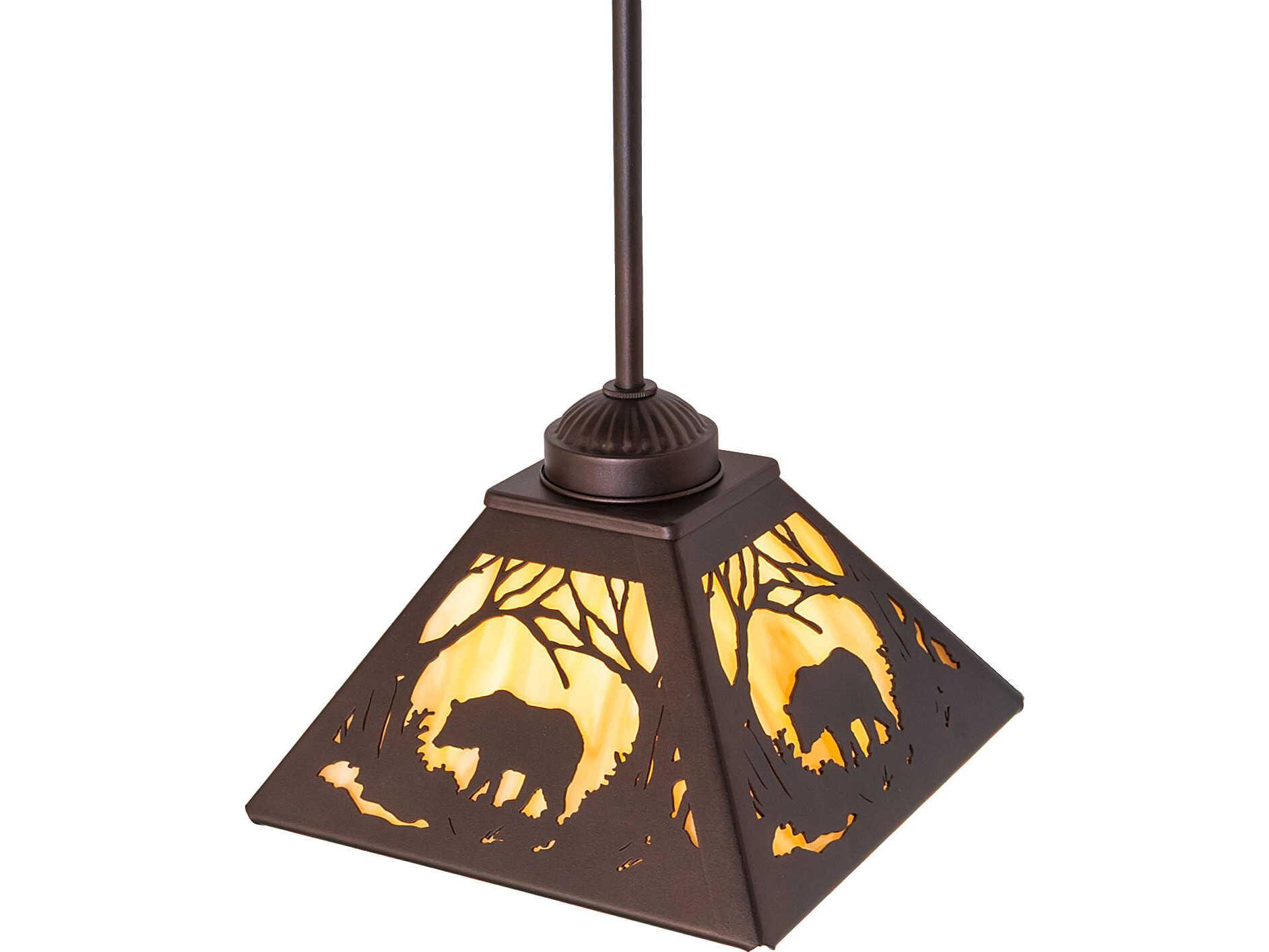 Meyda Bear At Dawn at 1-Light Travertine Idalight Bronze Traditional Lantern Mini Pendant