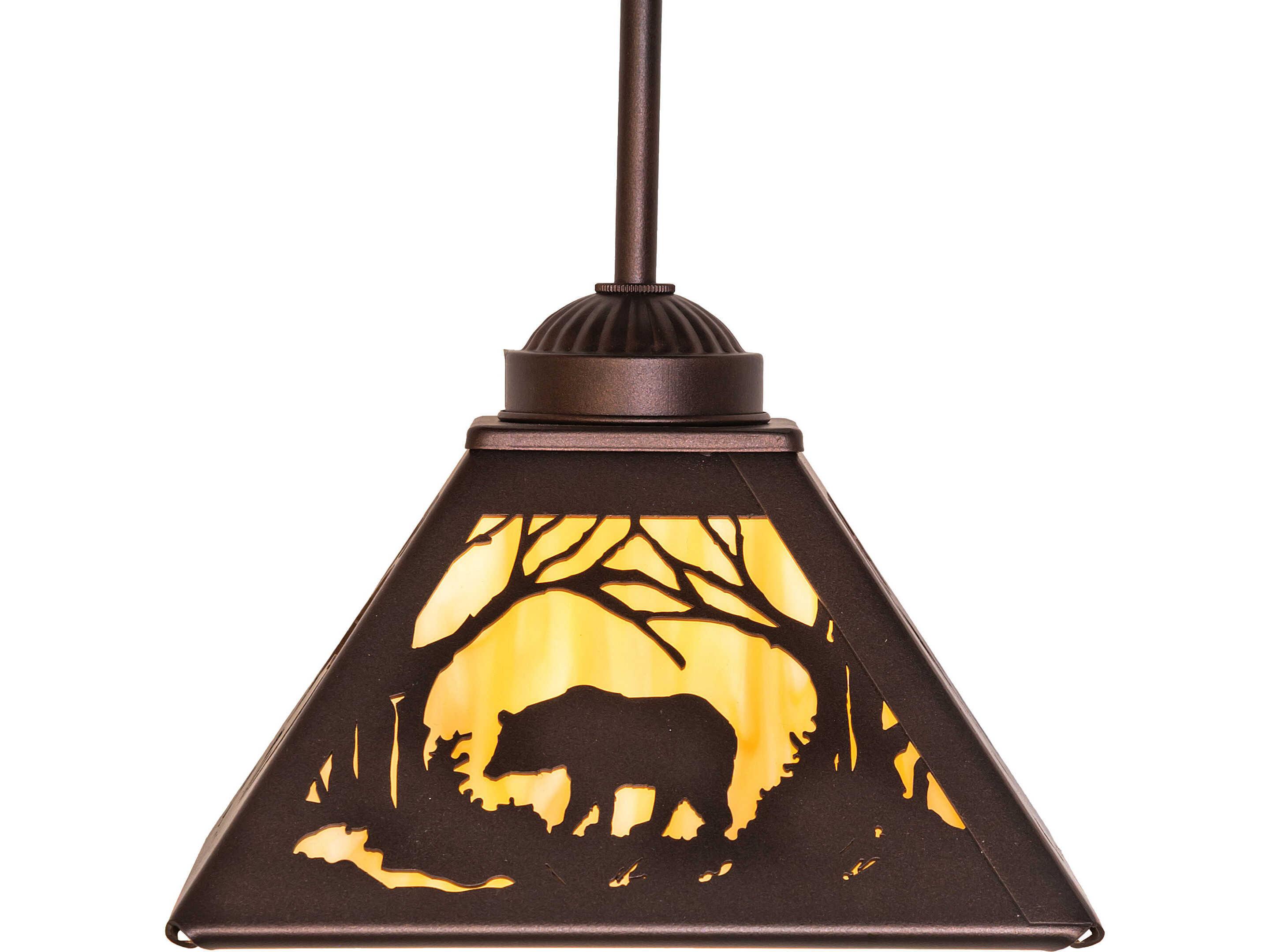 Meyda Bear At Dawn at 1-Light Travertine Idalight Bronze Traditional Lantern Mini Pendant