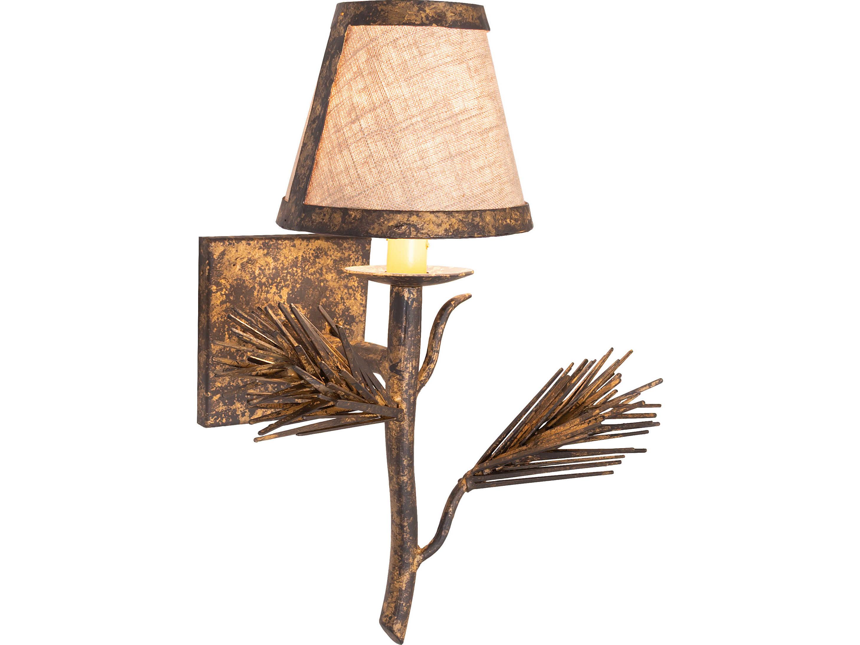 Meyda Lone Pine 1-Light Moldova Fabric Gold Traditional Wall Sconce