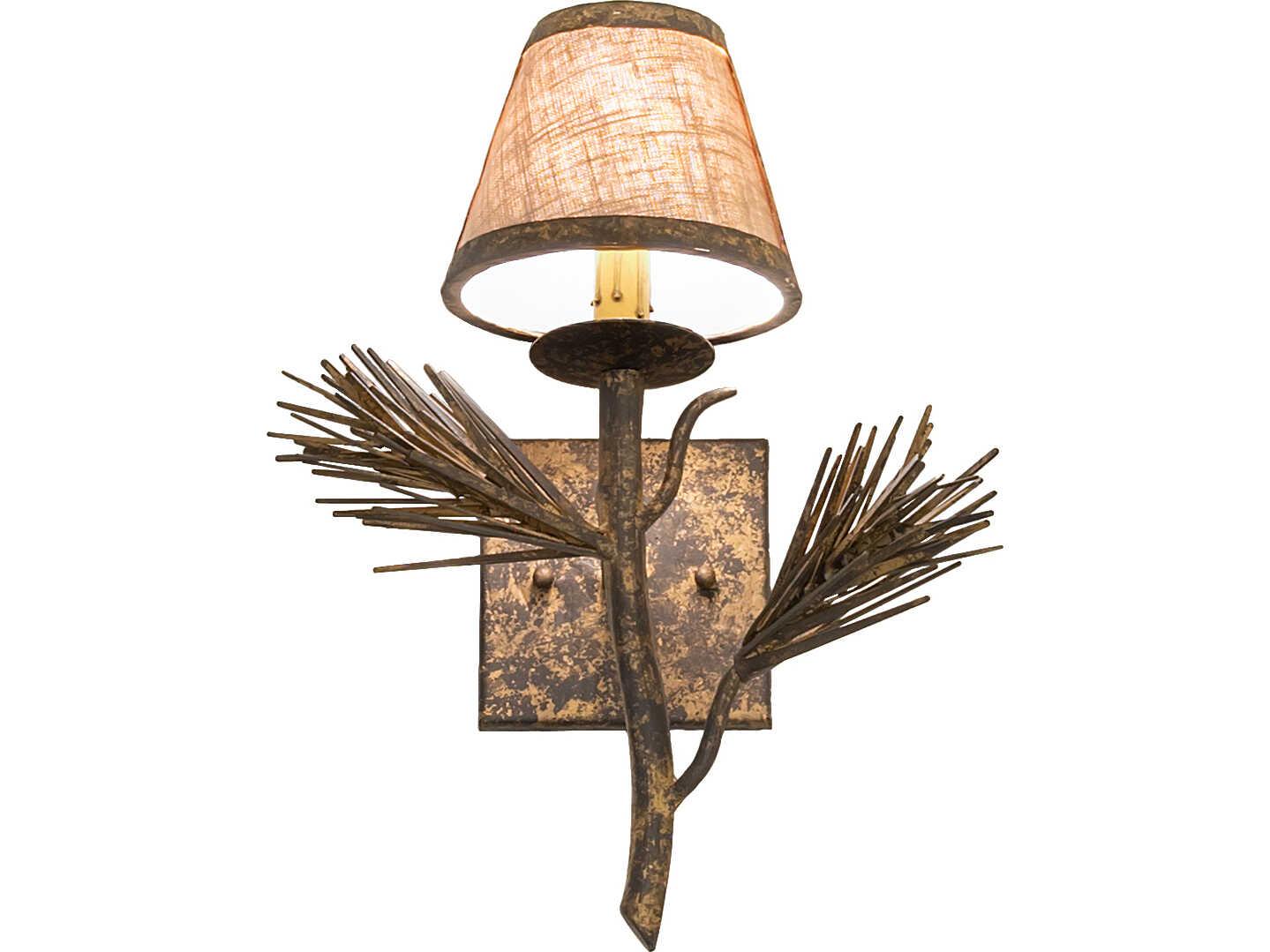 Meyda Lone Pine 1-Light Moldova Fabric Gold Traditional Wall Sconce