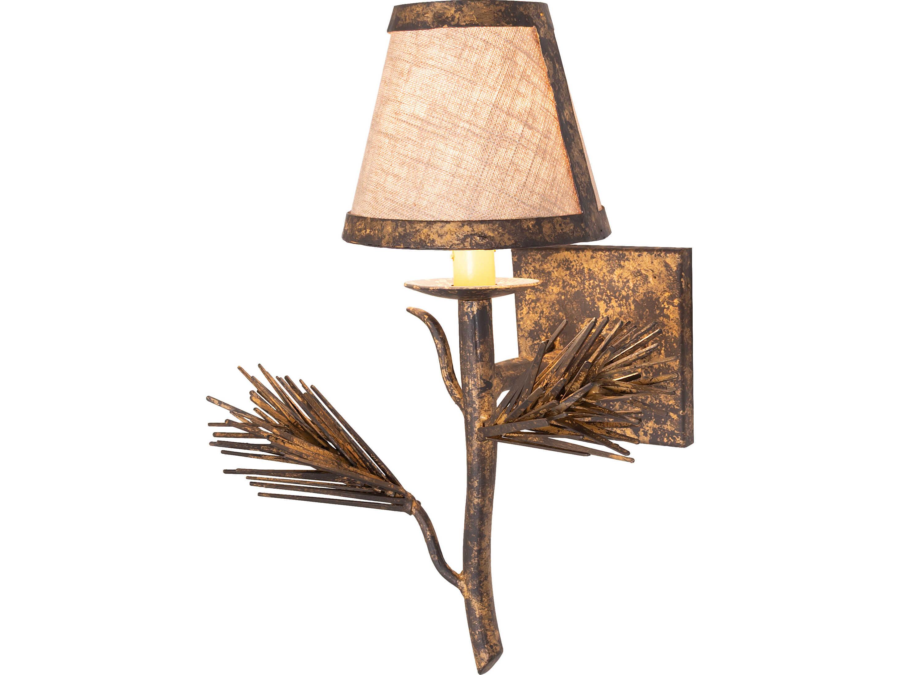 Meyda Lone Pine 1-Light Moldova Fabric Gold Traditional Wall Sconce