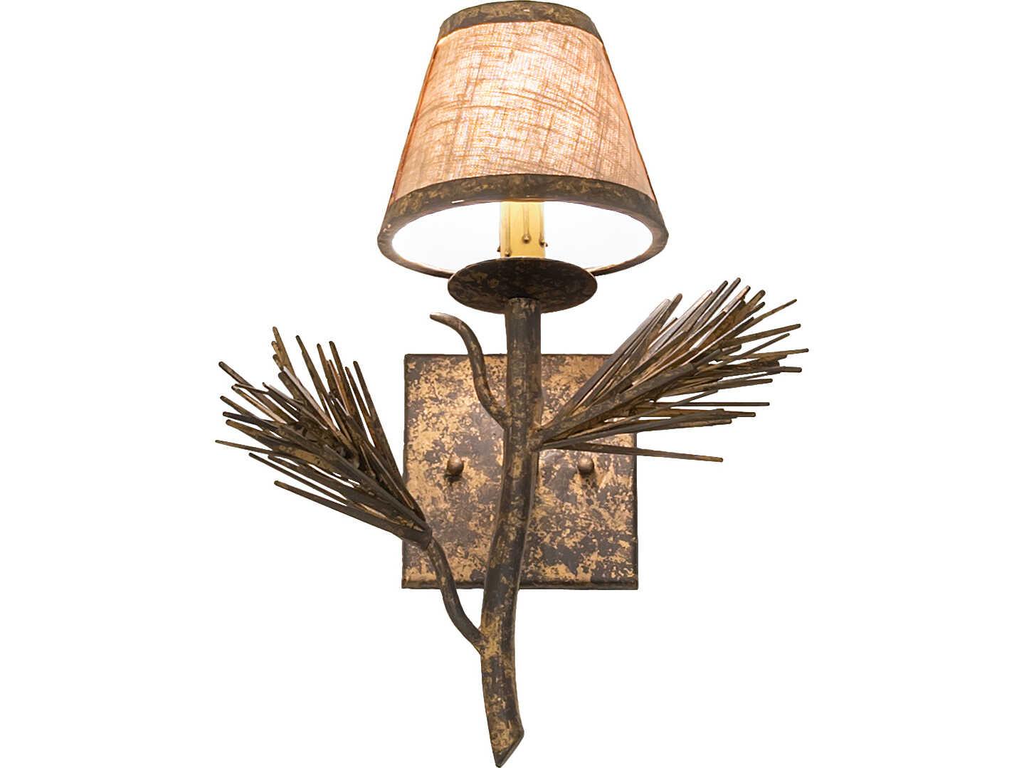 Meyda Lone Pine 1-Light Moldova Fabric Gold Traditional Wall Sconce