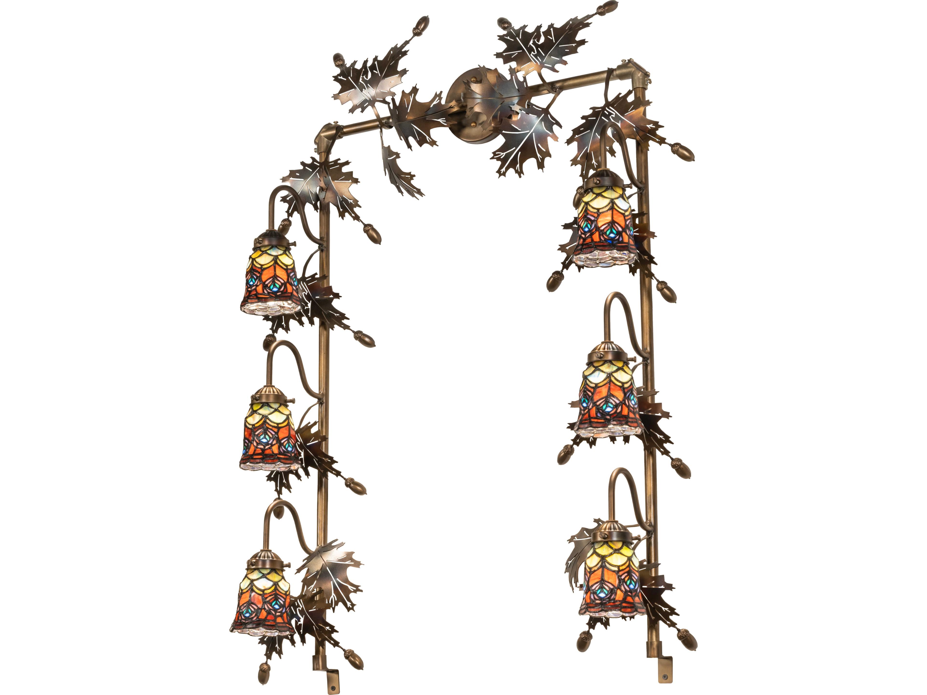 Meyda Tiffany Peacock Feather 6-Light Brown Traditional Vanity Light