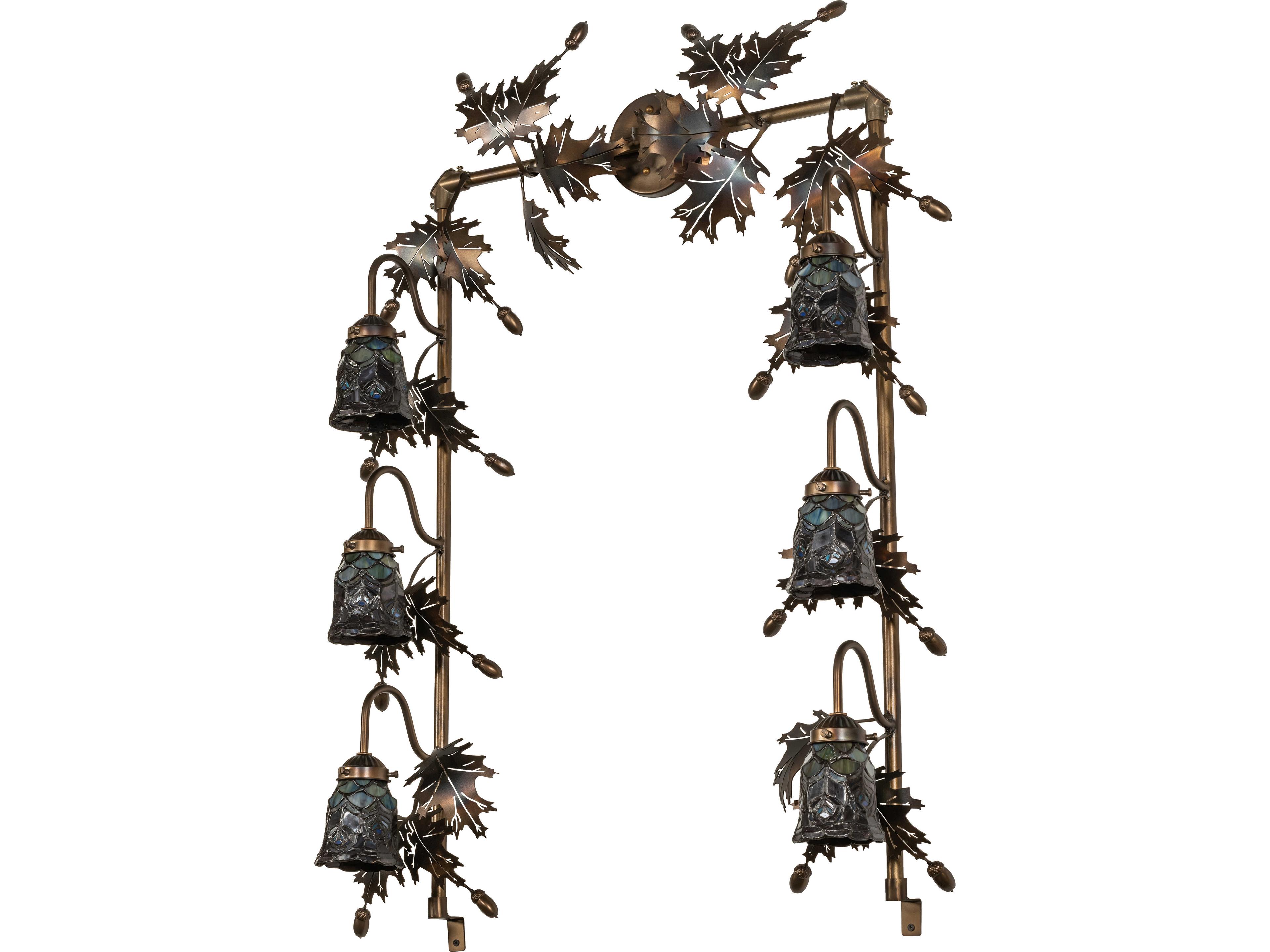 Meyda Tiffany Peacock Feather 6-Light Brown Traditional Vanity Light