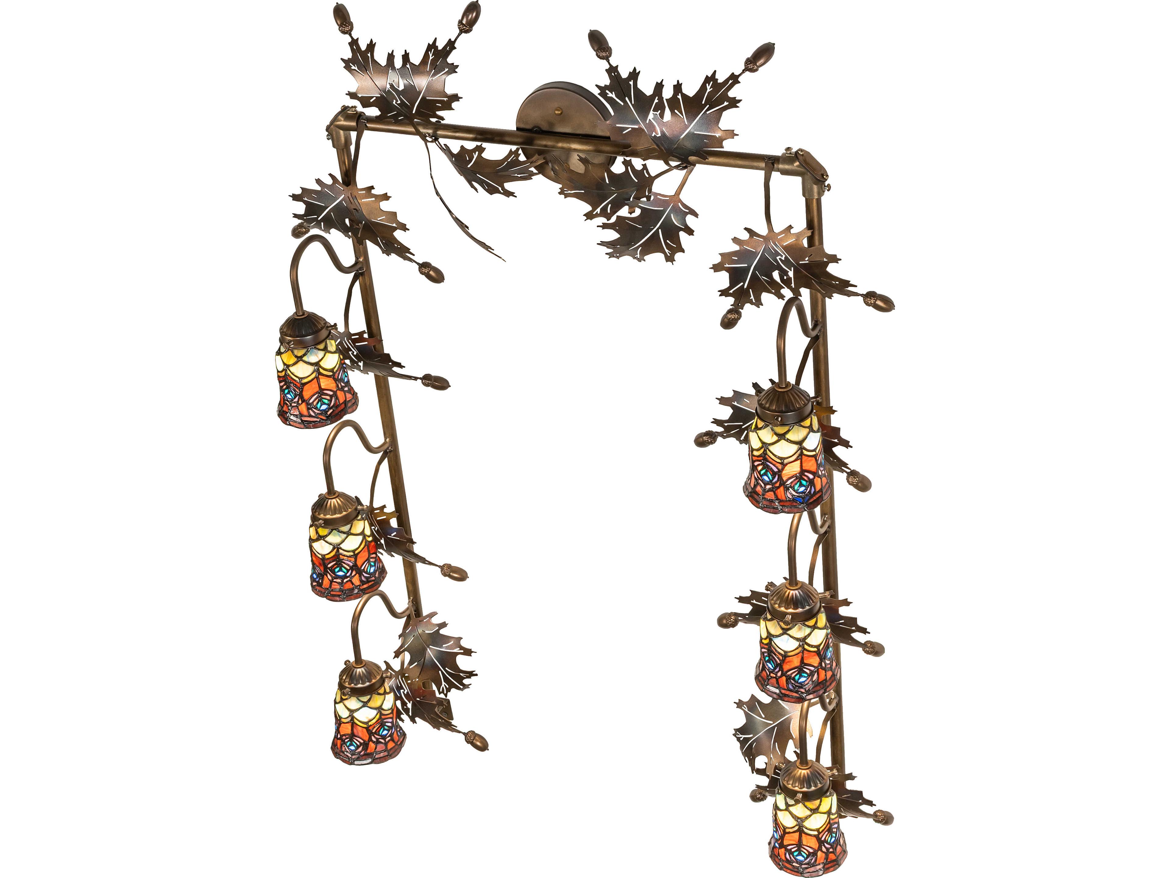 Meyda Tiffany Peacock Feather 6-Light Brown Traditional Vanity Light