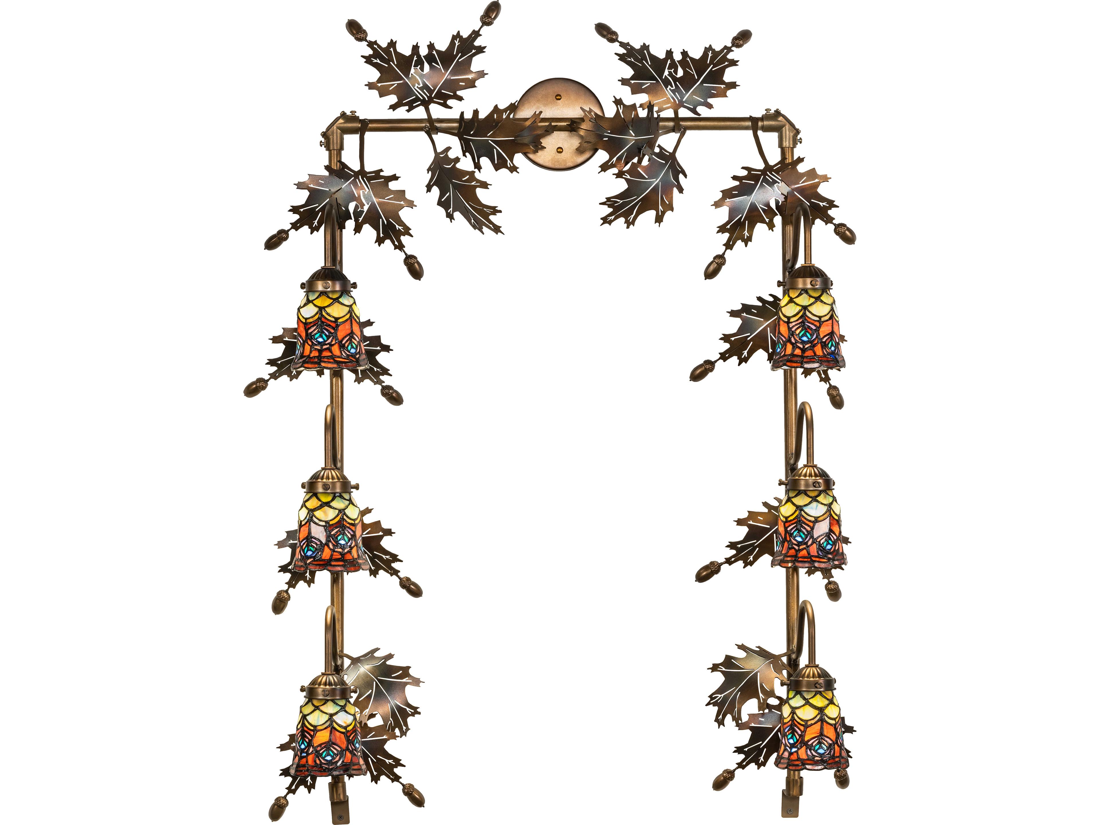 Meyda Tiffany Peacock Feather 6-Light Brown Traditional Vanity Light