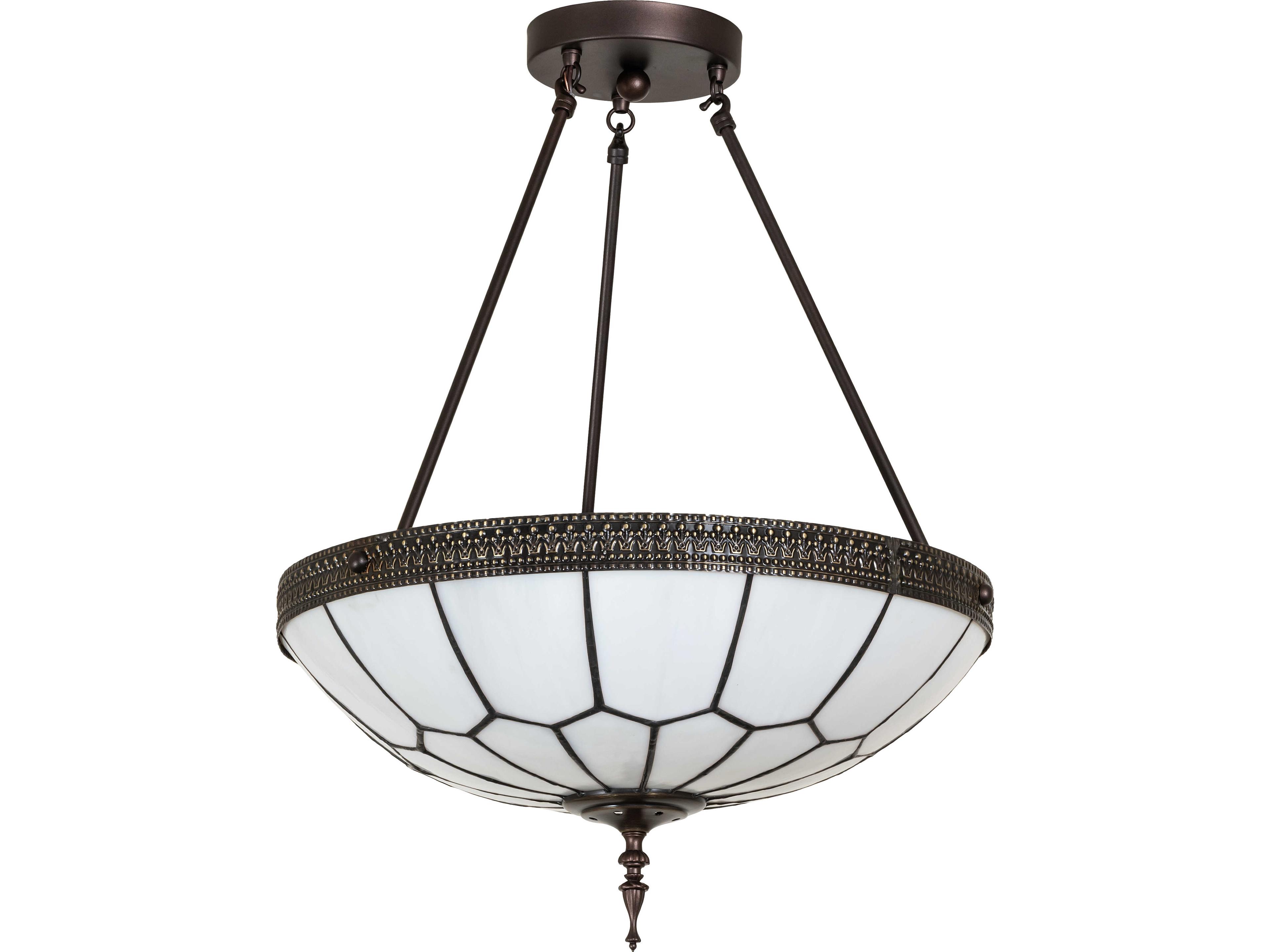 Meyda Vincent 4-Light White Art Glass Semi Flush Mount