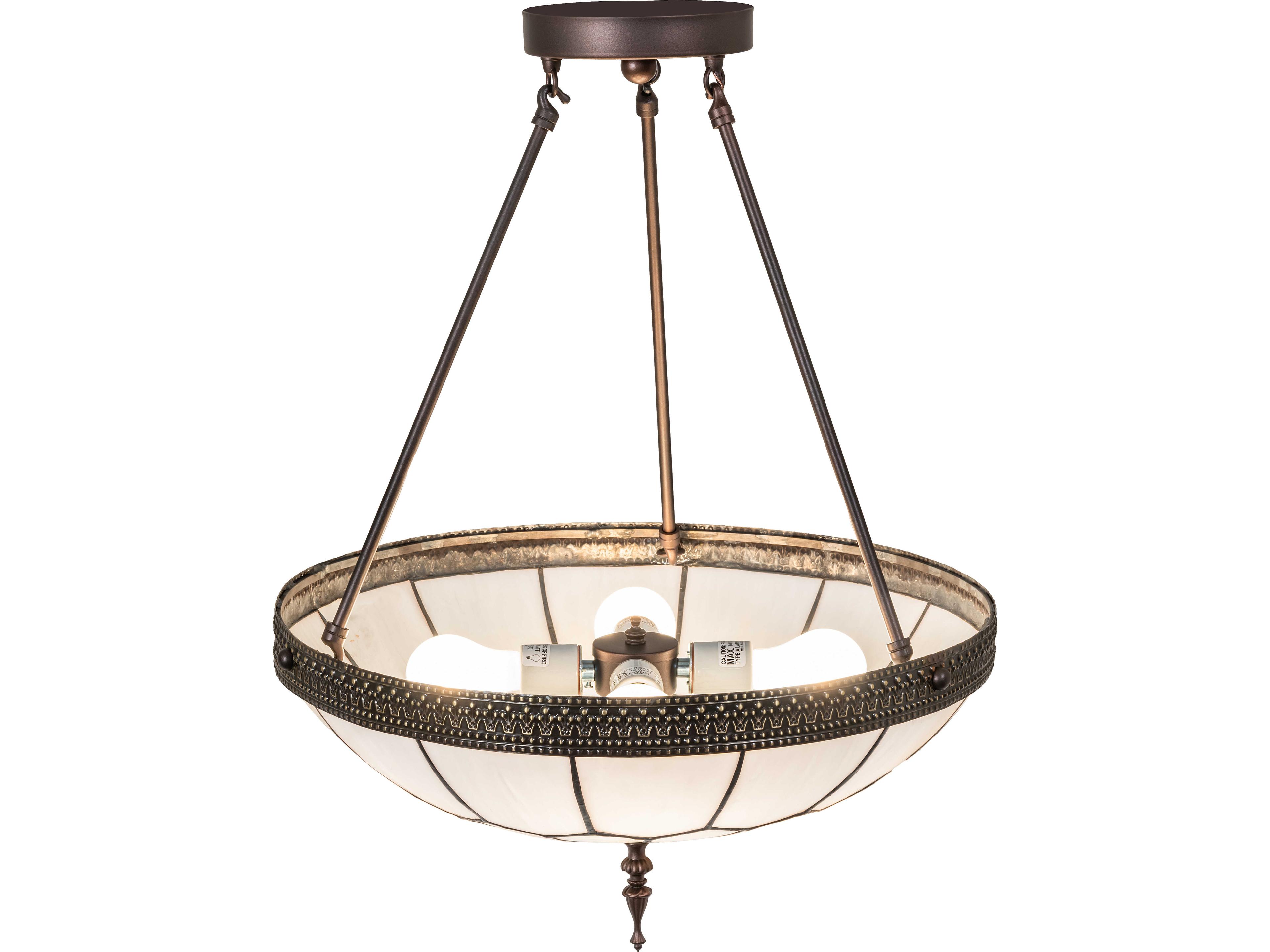 Meyda Vincent 4-Light White Art Glass Semi Flush Mount