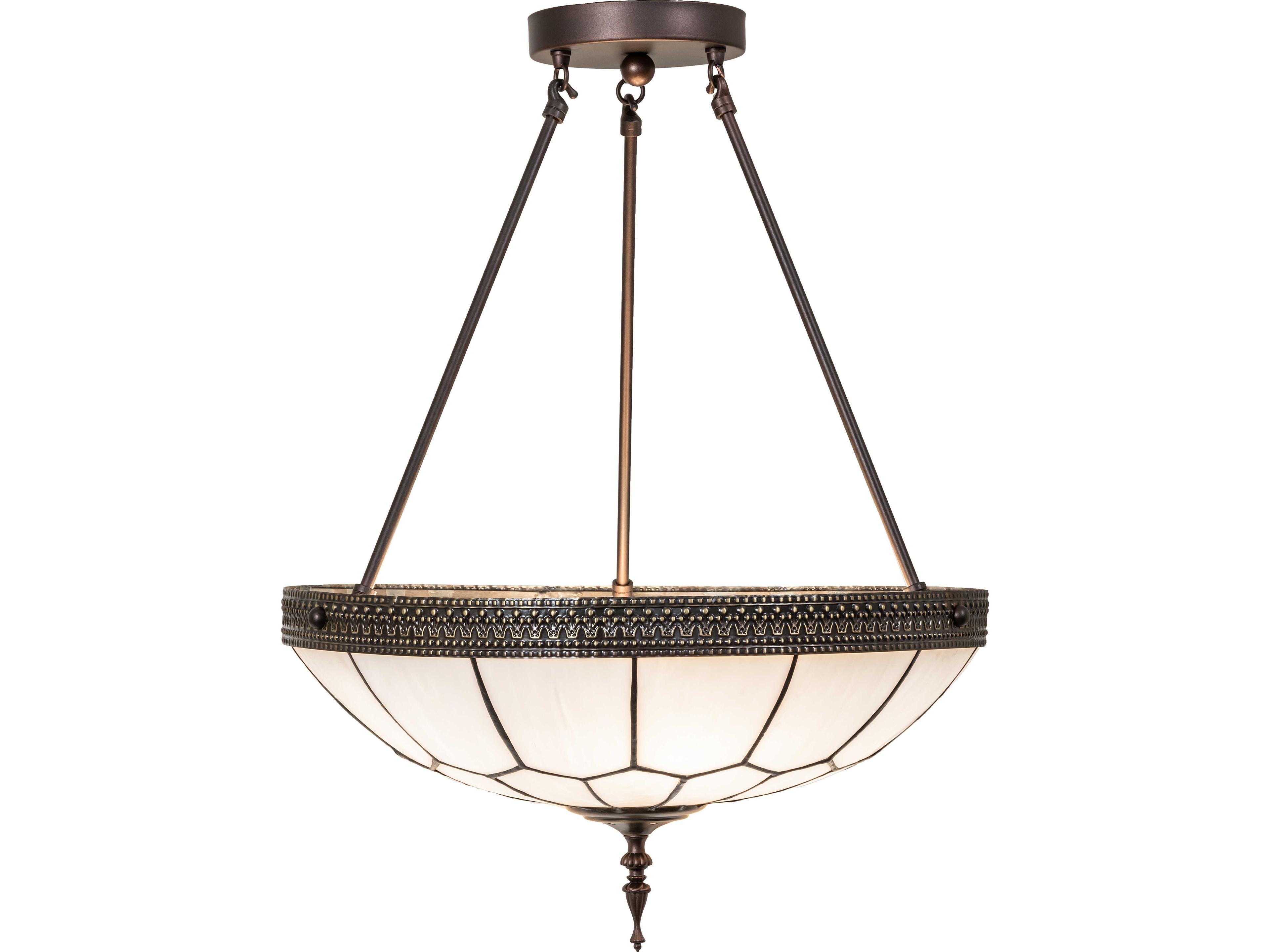 Meyda Vincent 4-Light White Art Glass Semi Flush Mount