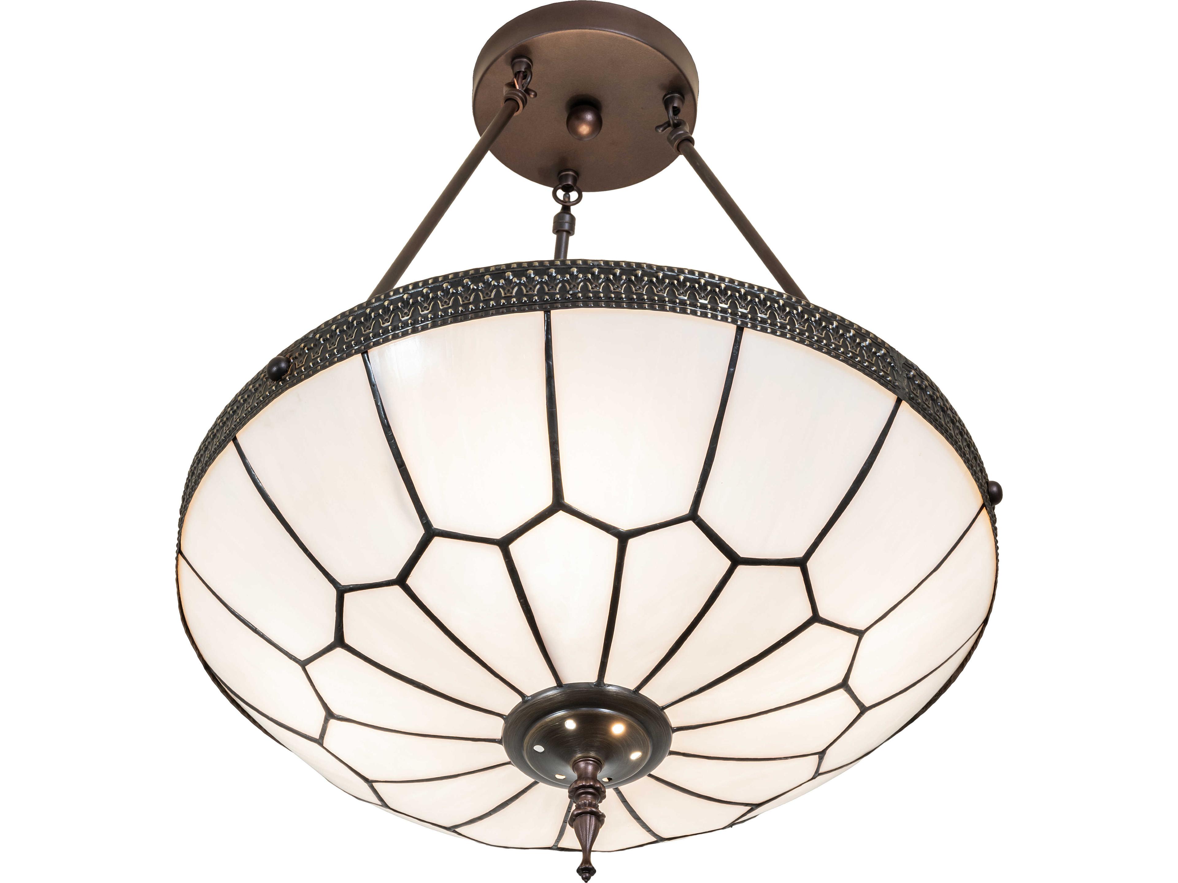 Meyda Vincent 4-Light White Art Glass Semi Flush Mount