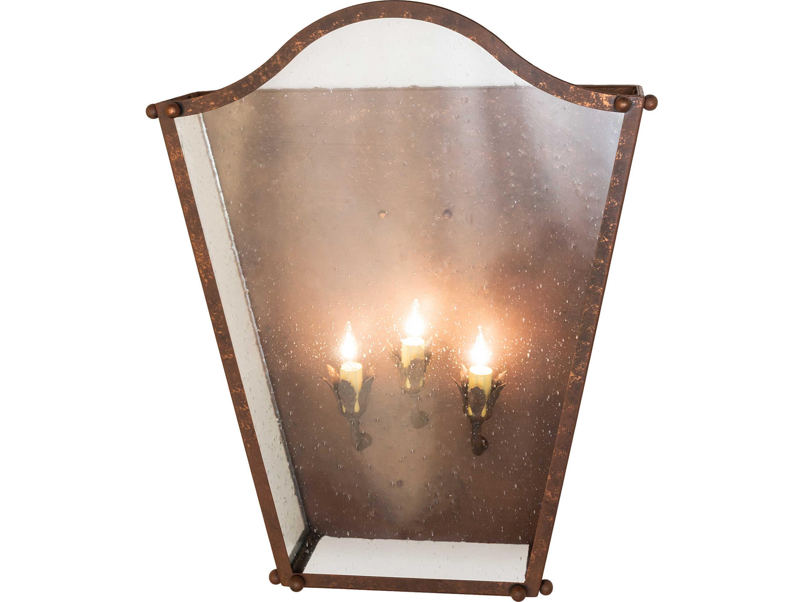 Meyda Austin 3-Light Clear Seeded Glass Bronze Traditional Wall Sconce