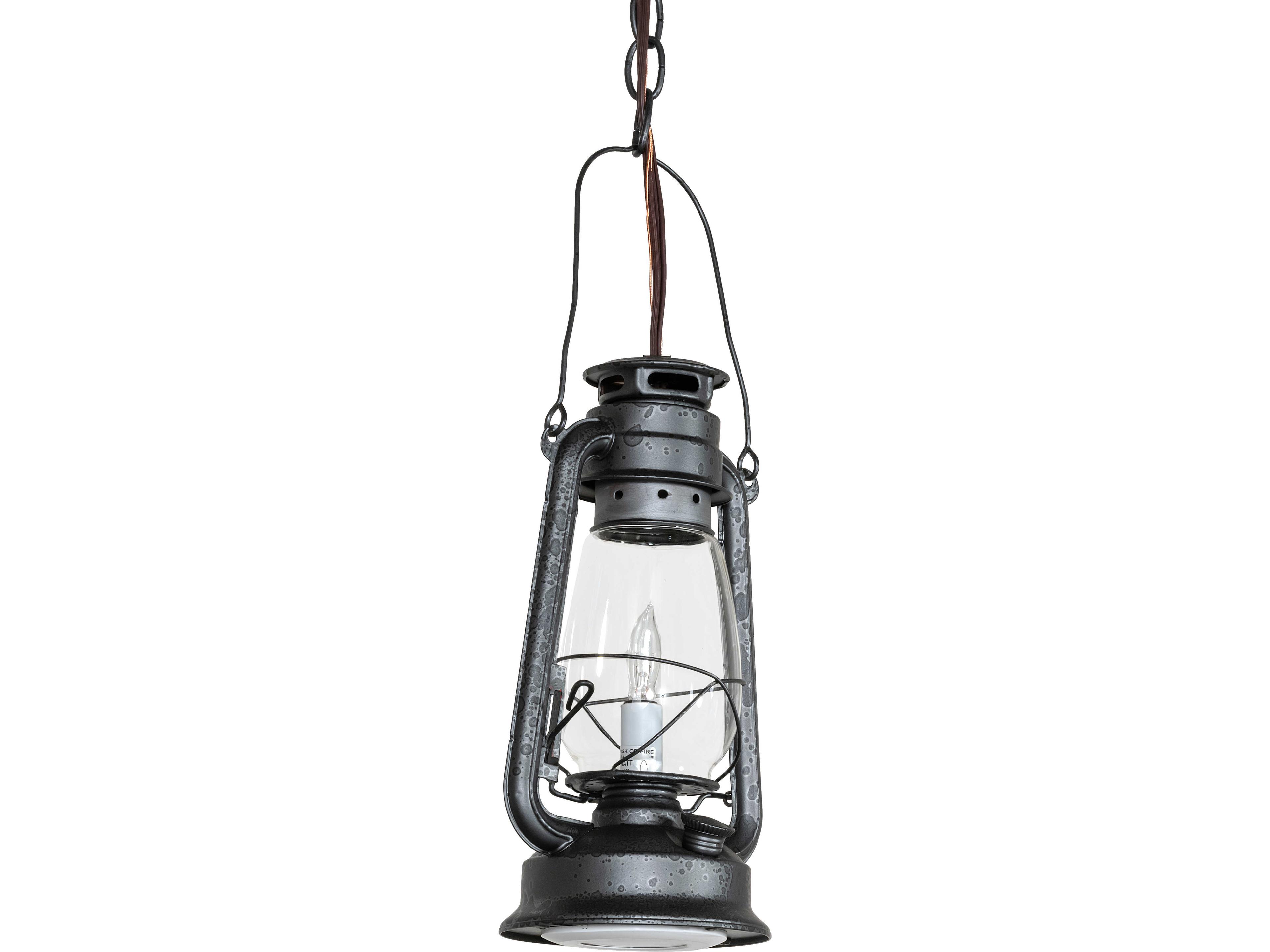 Meyda Miners Lantern 1-Light Clear Glass Steel Traditional Mini Pendant