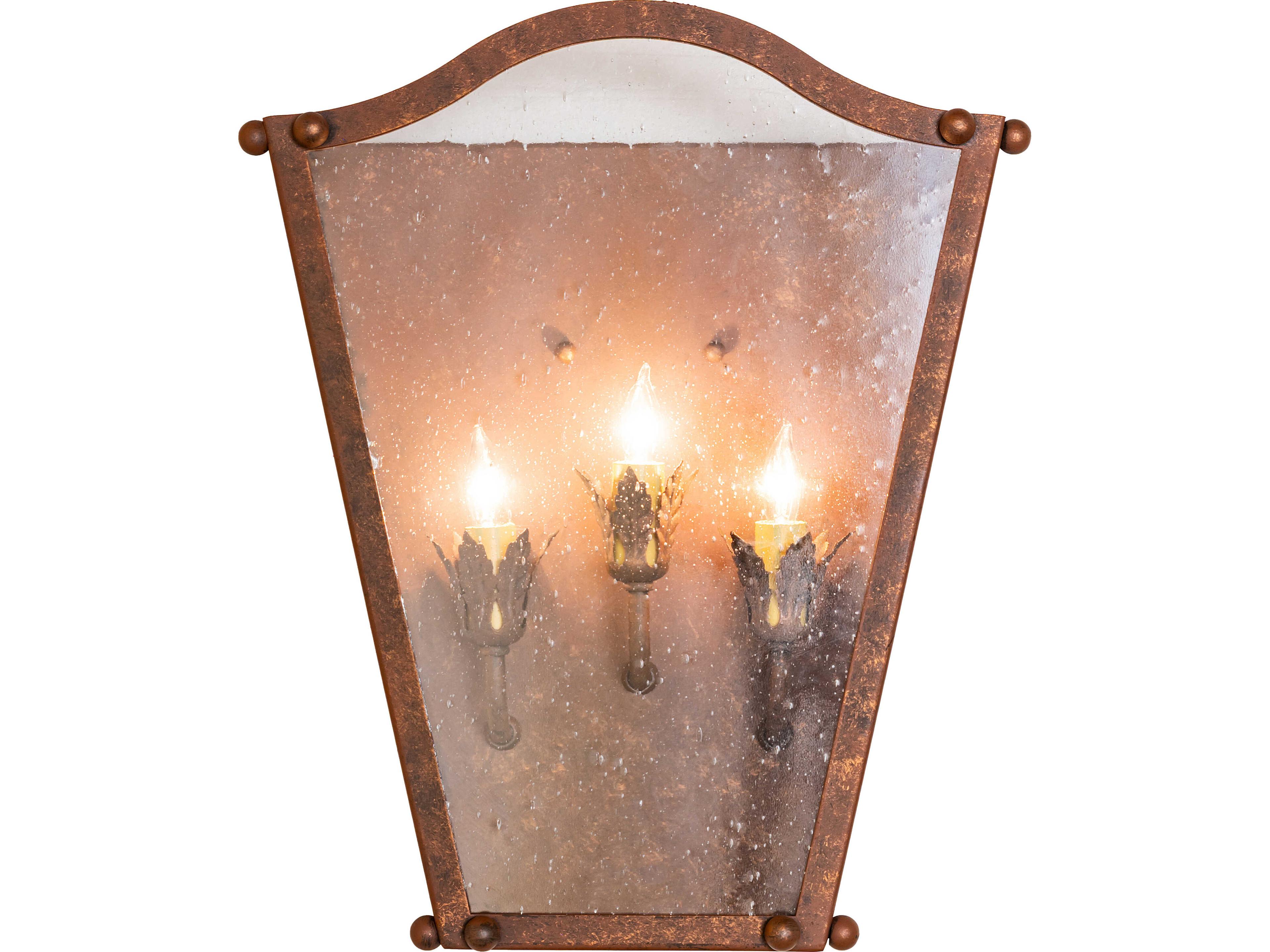 Meyda Austin 3-Light Clear Seeded Glass Bronze Traditional Wall Sconce
