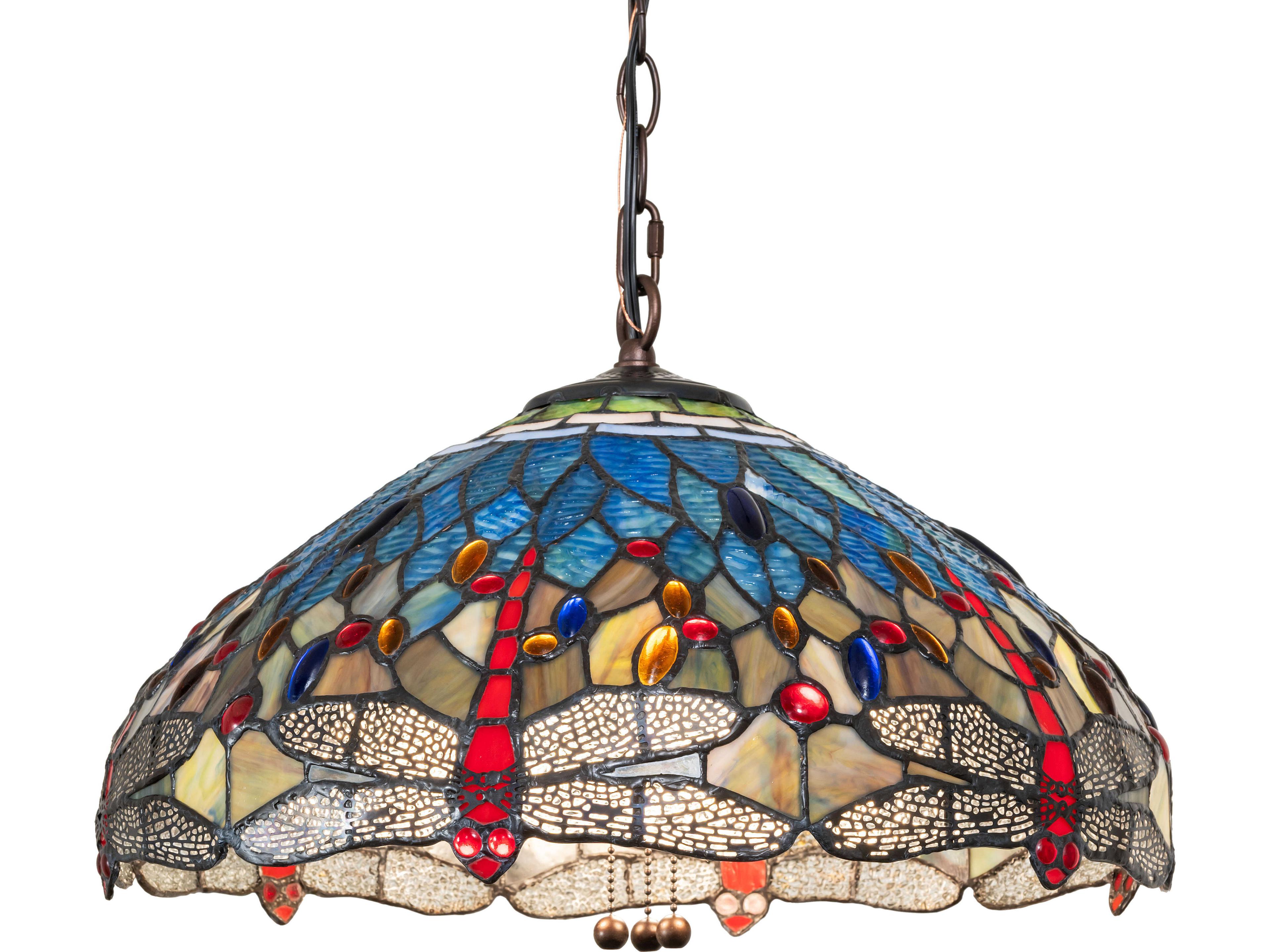 Meyda Tiffany Hanginghead Dragonfly 3-Light Bronze Pendant