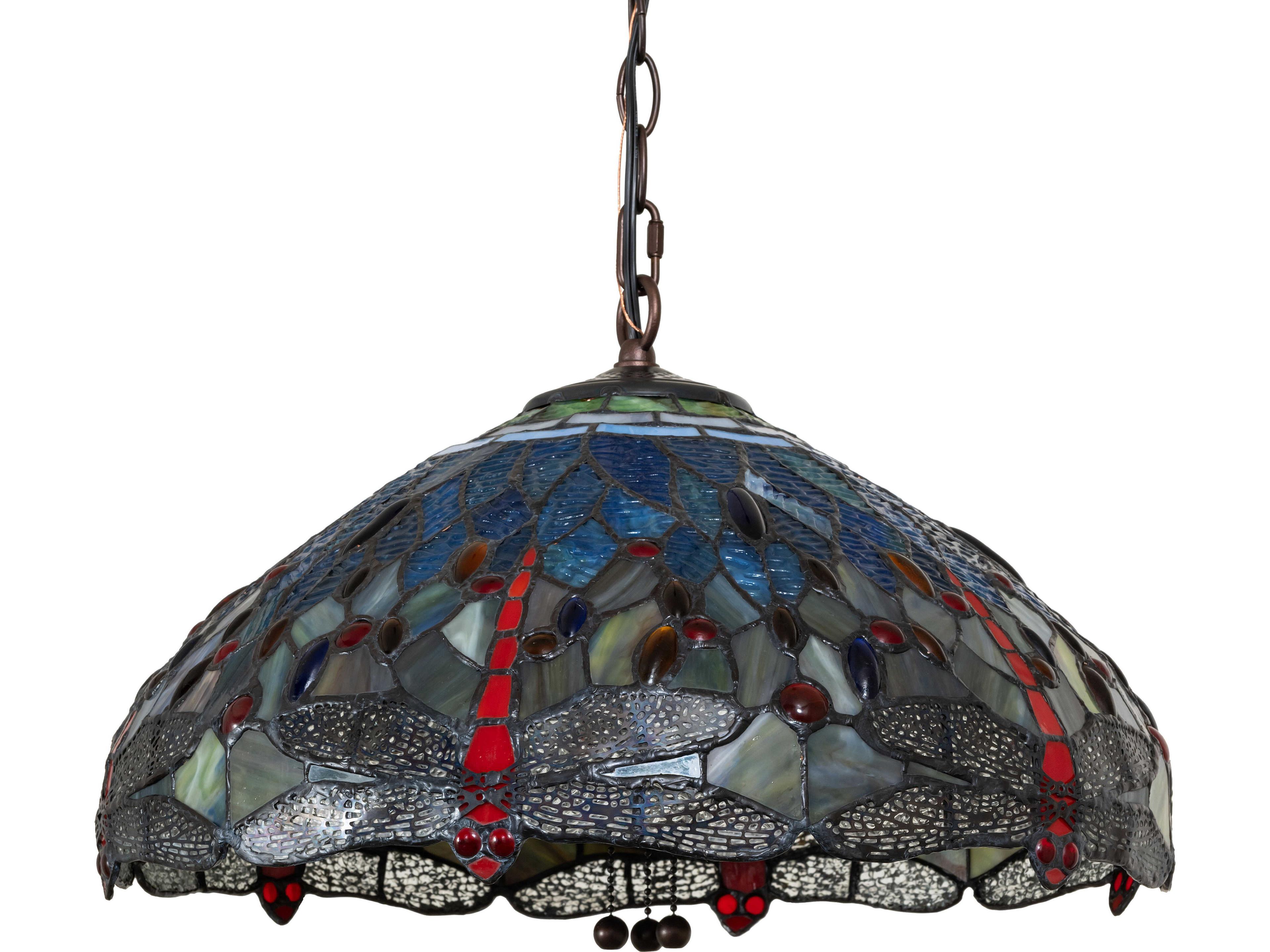 Meyda Tiffany Hanginghead Dragonfly 3-Light Bronze Pendant